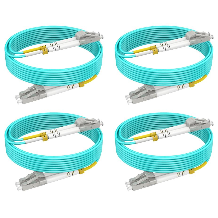 OM4 Multimode LC to LC Fiber Patch Cable MMF, 3Ft/1M, 4Pack