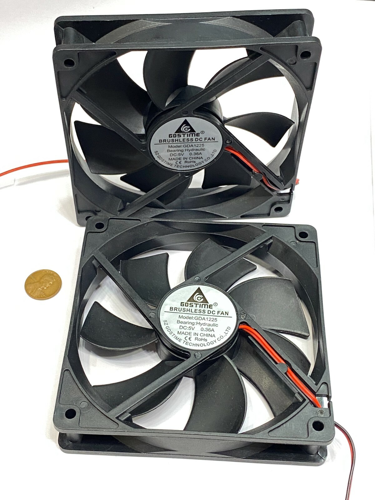 2 x  GDSTIME 5V 2Pin 12cm 120mm x 25mm GDA 1225 Axial Exhaust Cooling Fan G16