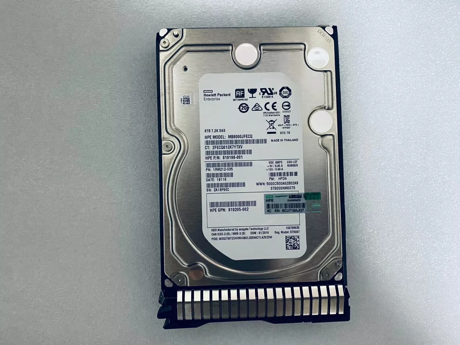 820032-001 HPE 8TB 12G 7.2K 3.5” SAS G8-G10 SC HARD DRIVE 819201-B21 819199-001
