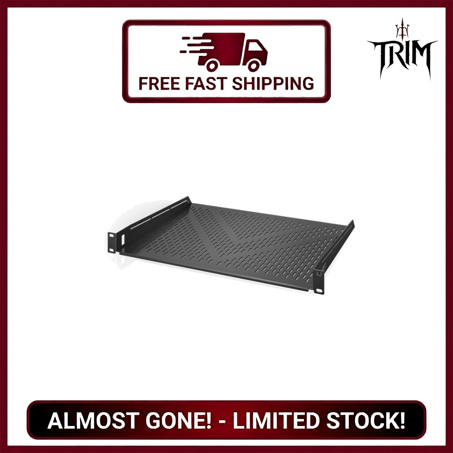 Vented Rack Shelf 1U 14 Deep for 19 inch Server AV Racks Heavy Duty Steel