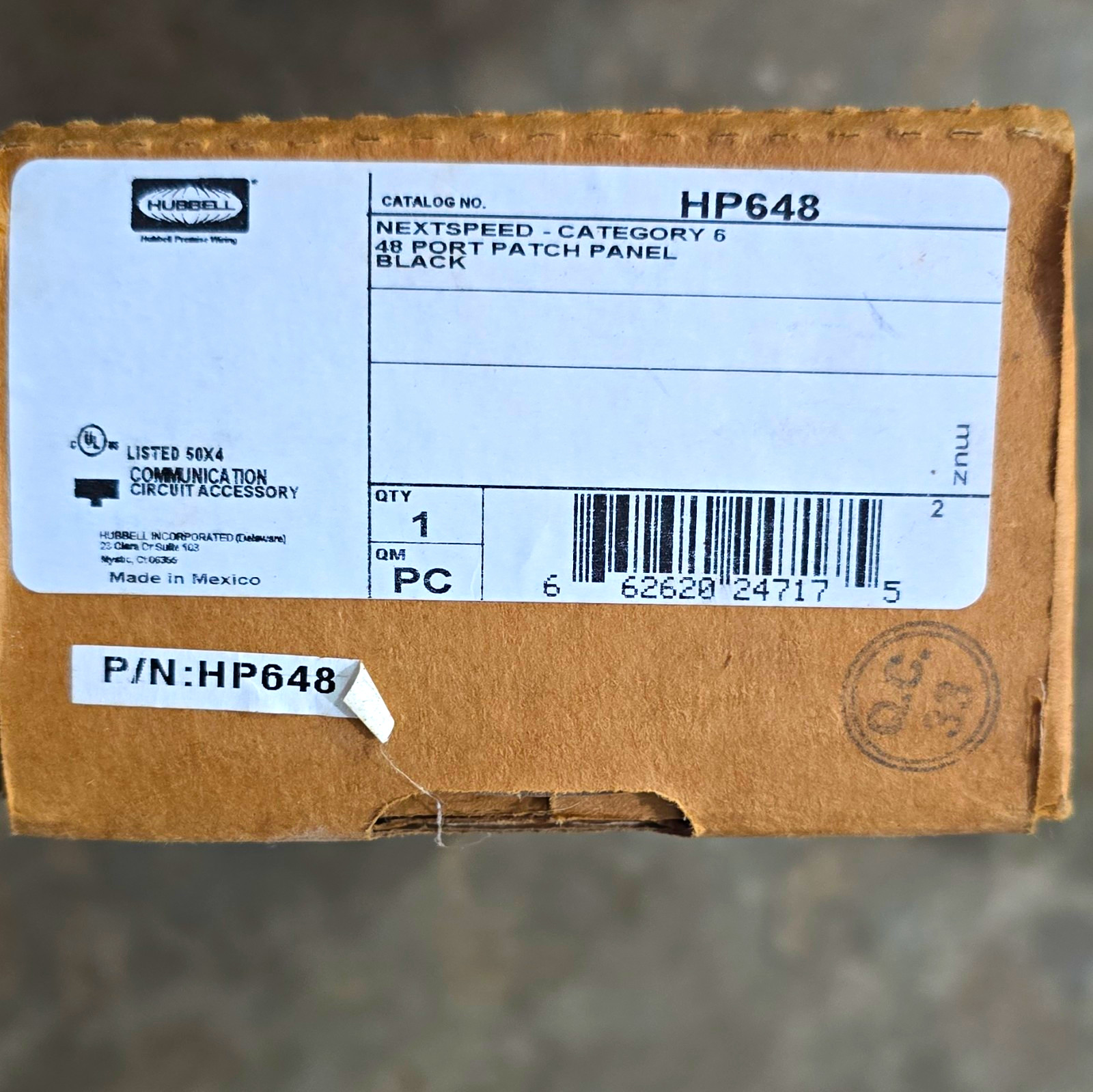 Hubbell NextSpeed HP648 Cat6 48-Port RJ-45 Patch Panel Black 2U 19in
