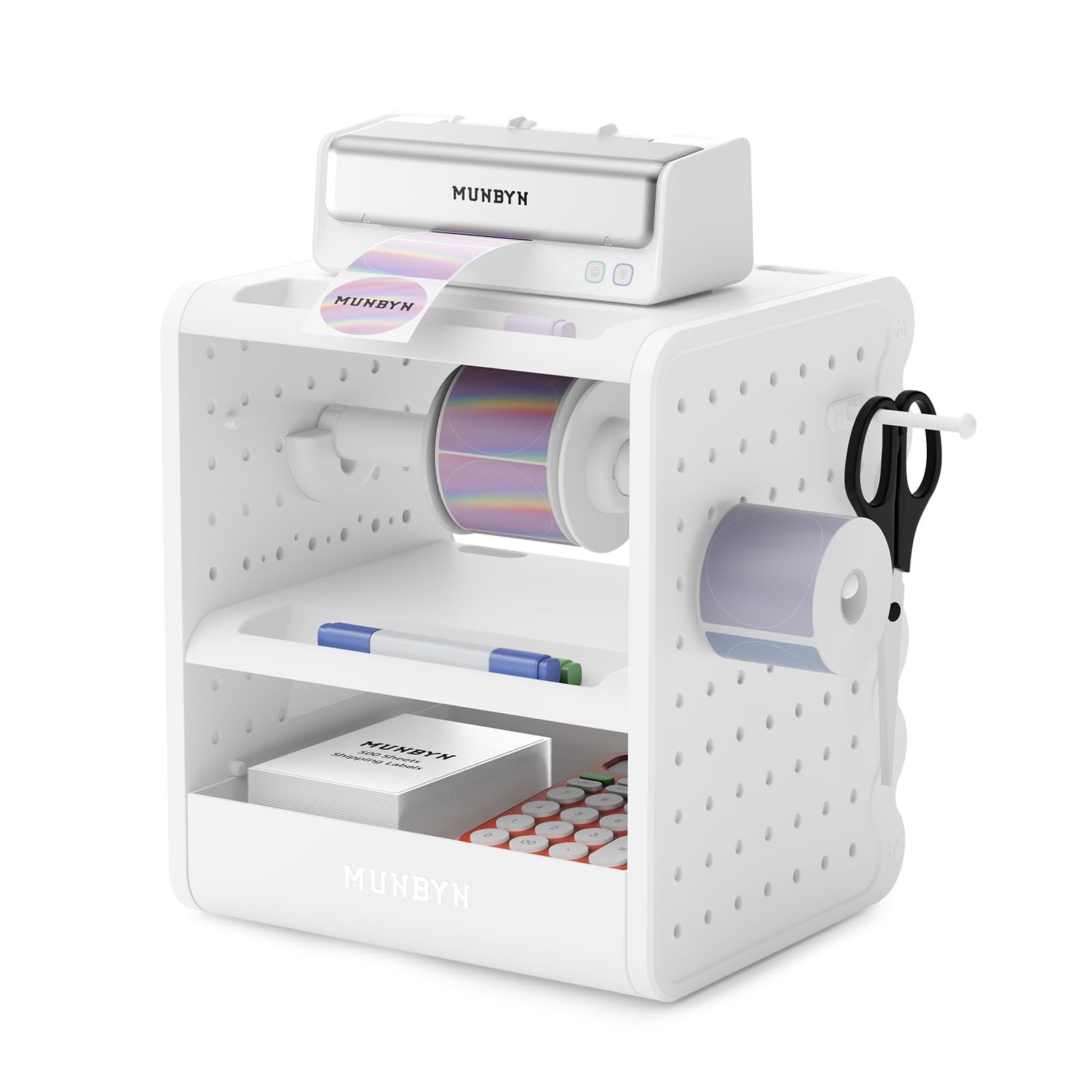 MUNBYN ILH03 4x6 Thermal Label Holder with 3-Tier Shelf