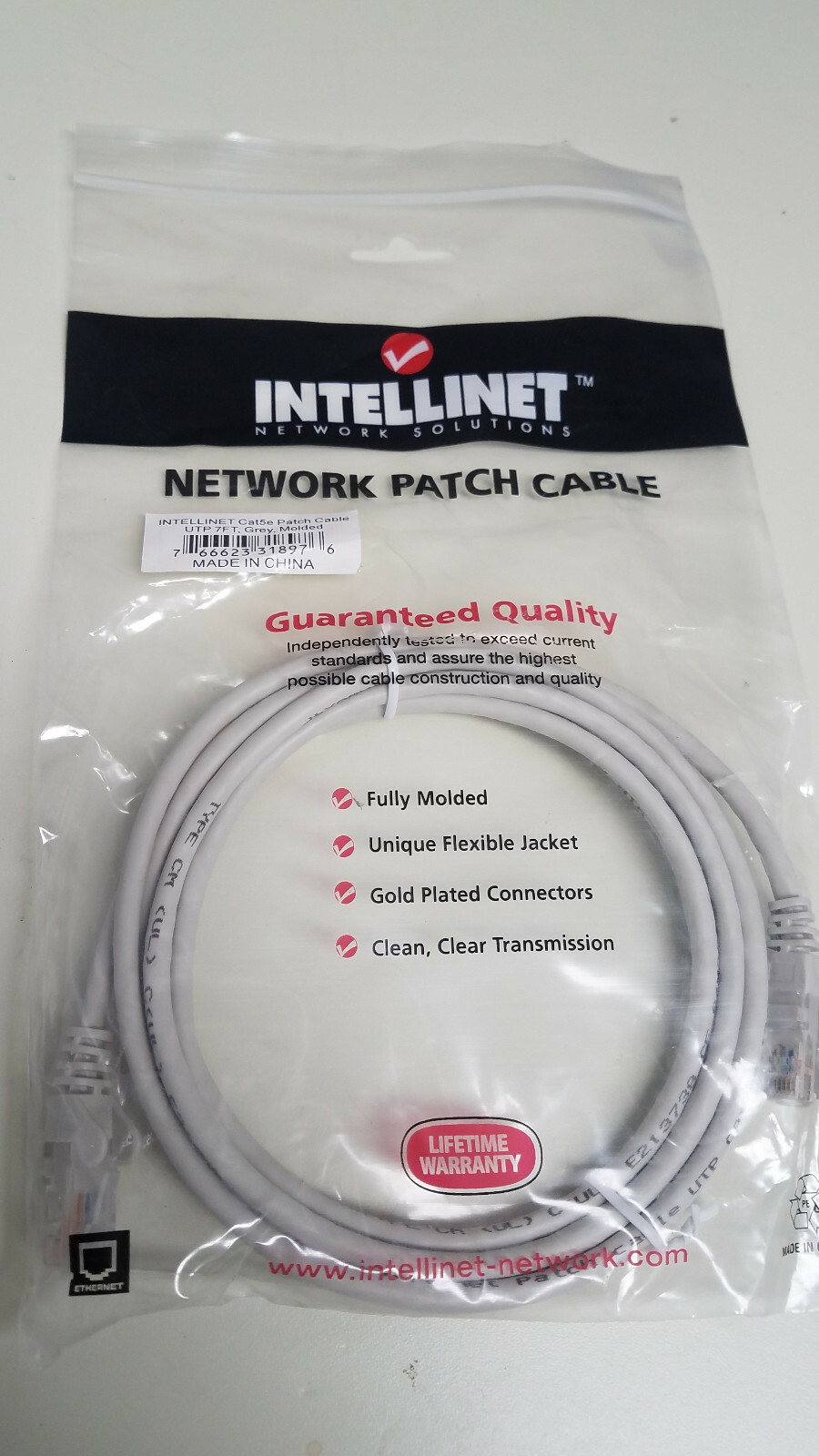 Intellinet Network Solutions Cat5e UTP  Cable, 7 ft  Gray,Red,Orange,Black