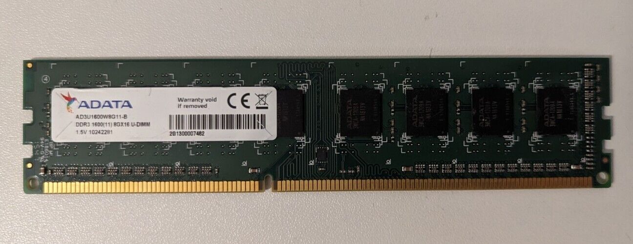 ADATA 8GB x1 AD3U1600W8G11-B DDR3-1600 DIMM Desktop Memory 240-pin