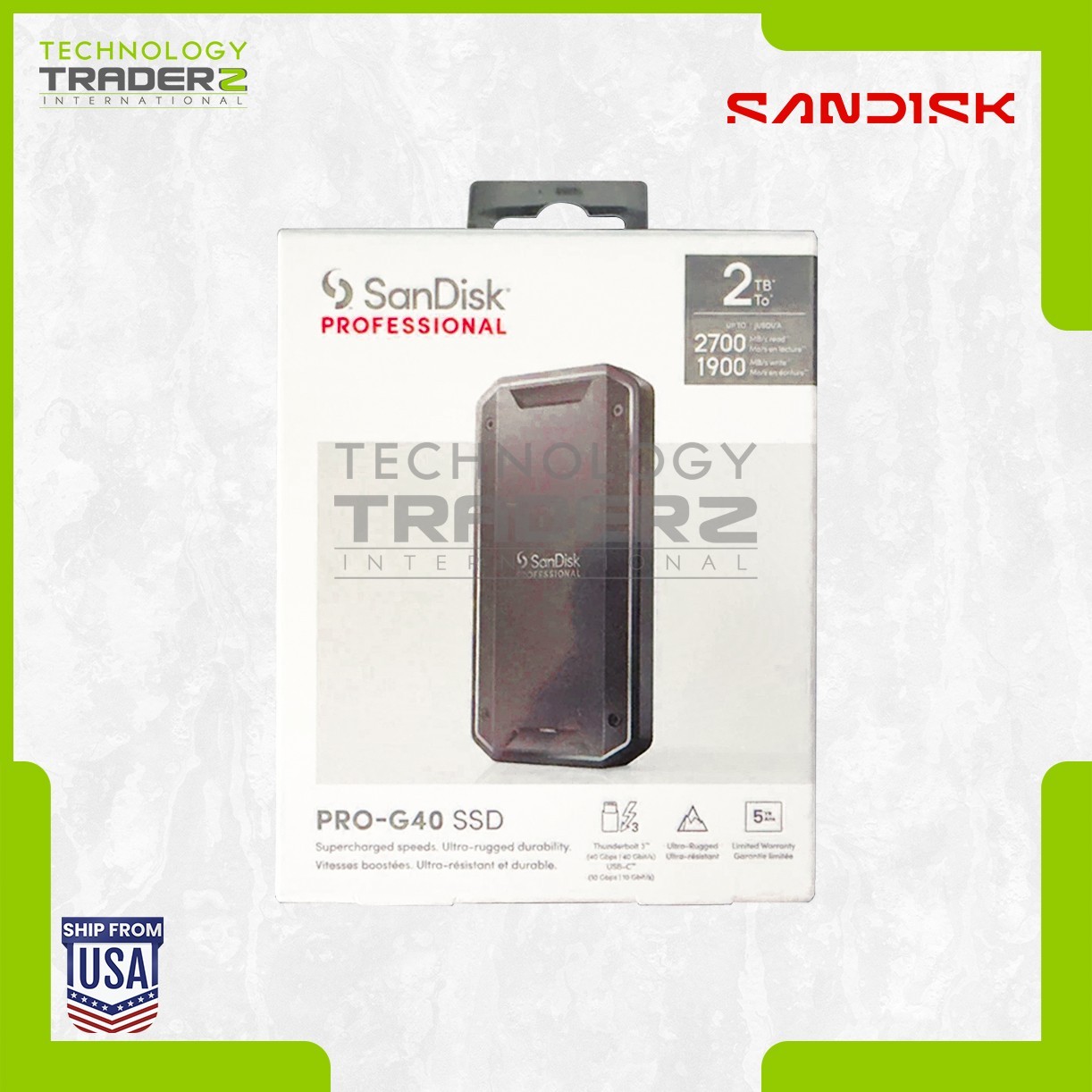 ** SanDisk Professional 2TB PRO-G40 External Thunderbolt SSD SDPS31H-002T-GBCND