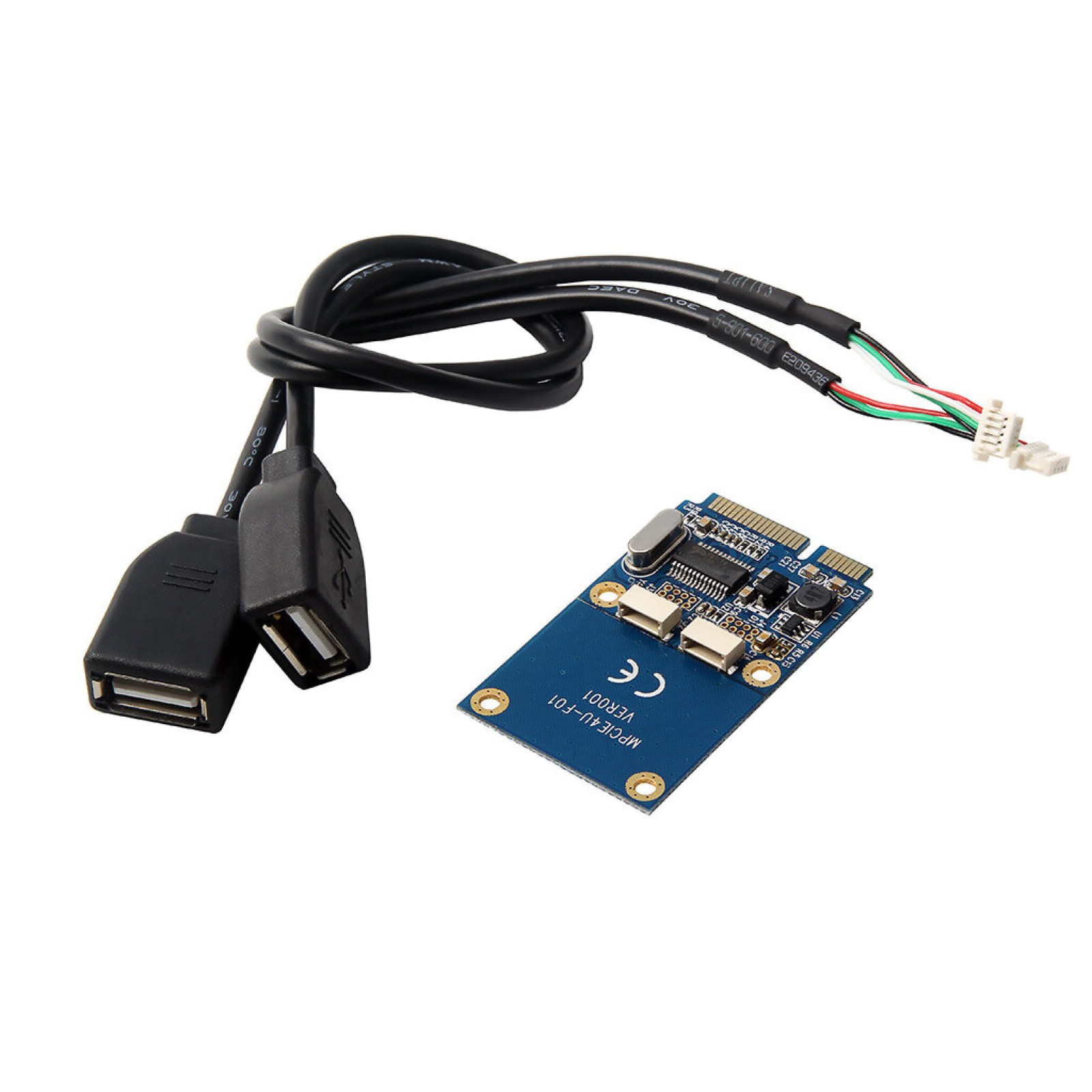 1Pack Mini PCI-E PCI Express to 5 Pin Dual USB 2.0 Adapter Riser Card Extender x