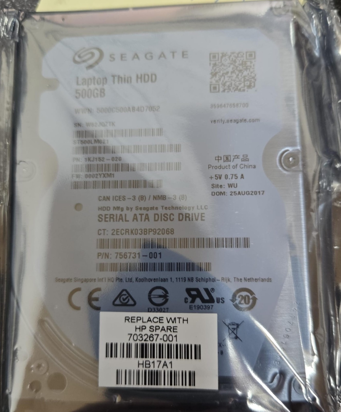 HP 703267-001 756731-001 500GB Laptop 2.5" 7.2K RPM SATA Hard Disk Drive - NEW