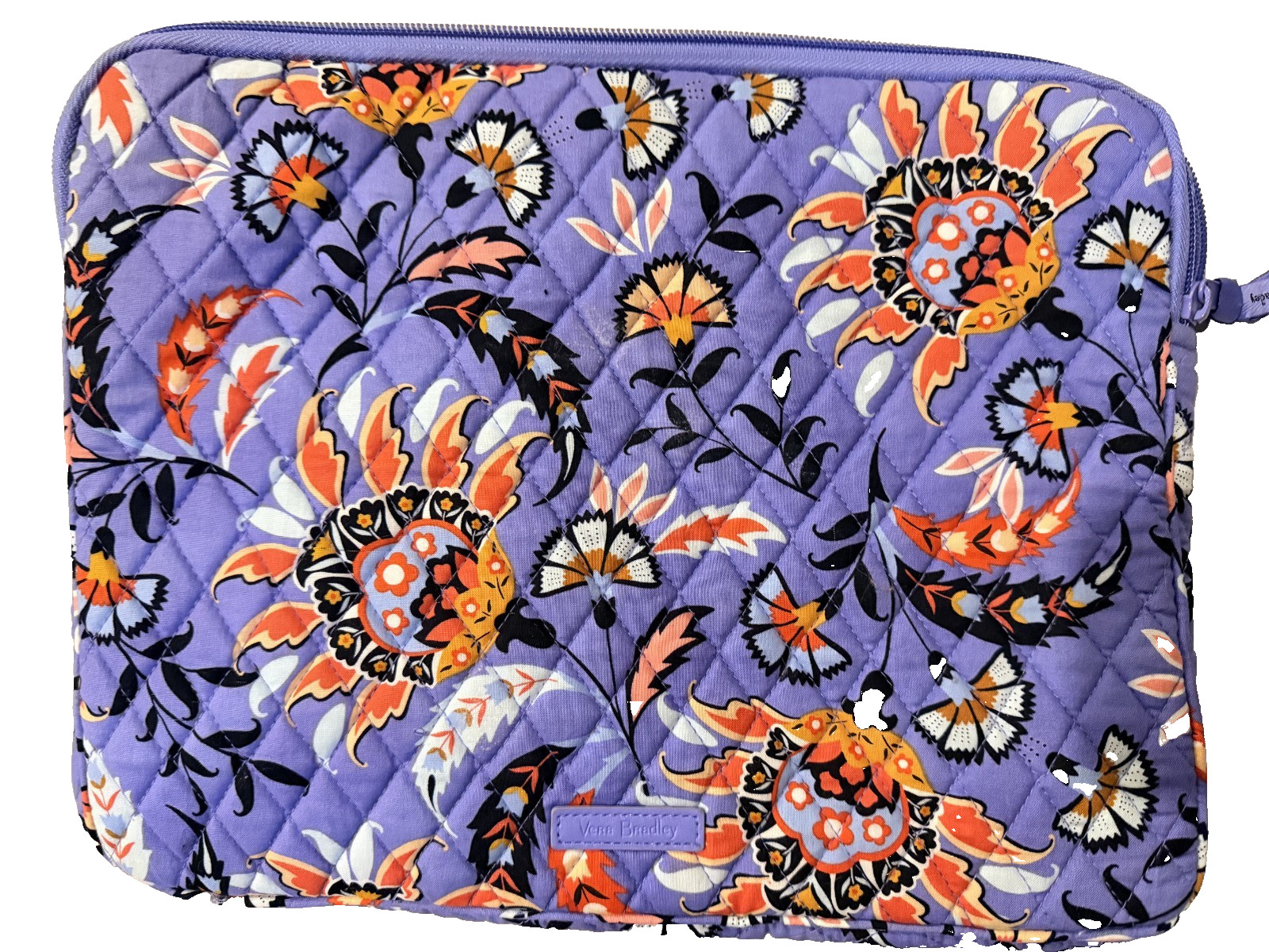 Vera Bradley Mural Garden Purple Floral Pattern Quilted Bag Case 14" NWOT $30