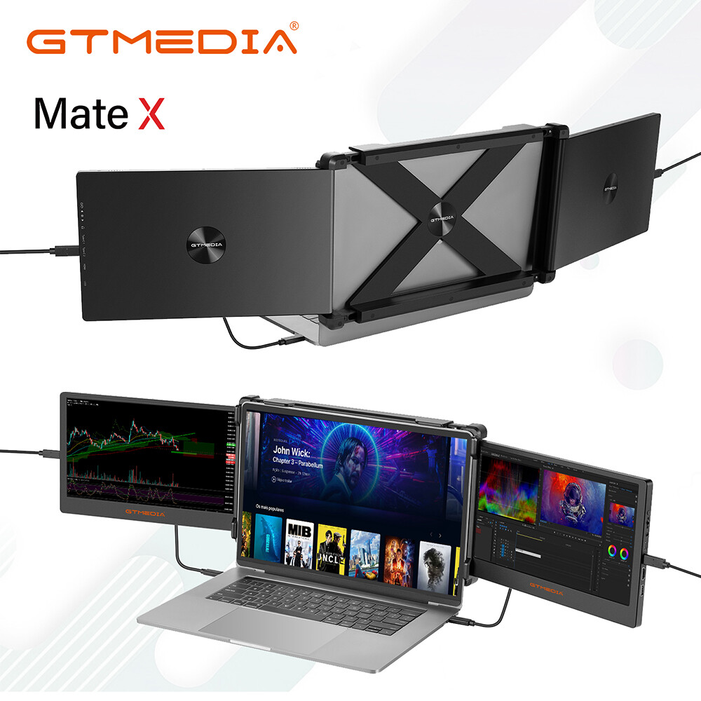 GTMEDIA 11.6" Portable Monitors for 13-17.3" Laptops Triple Screen extender New