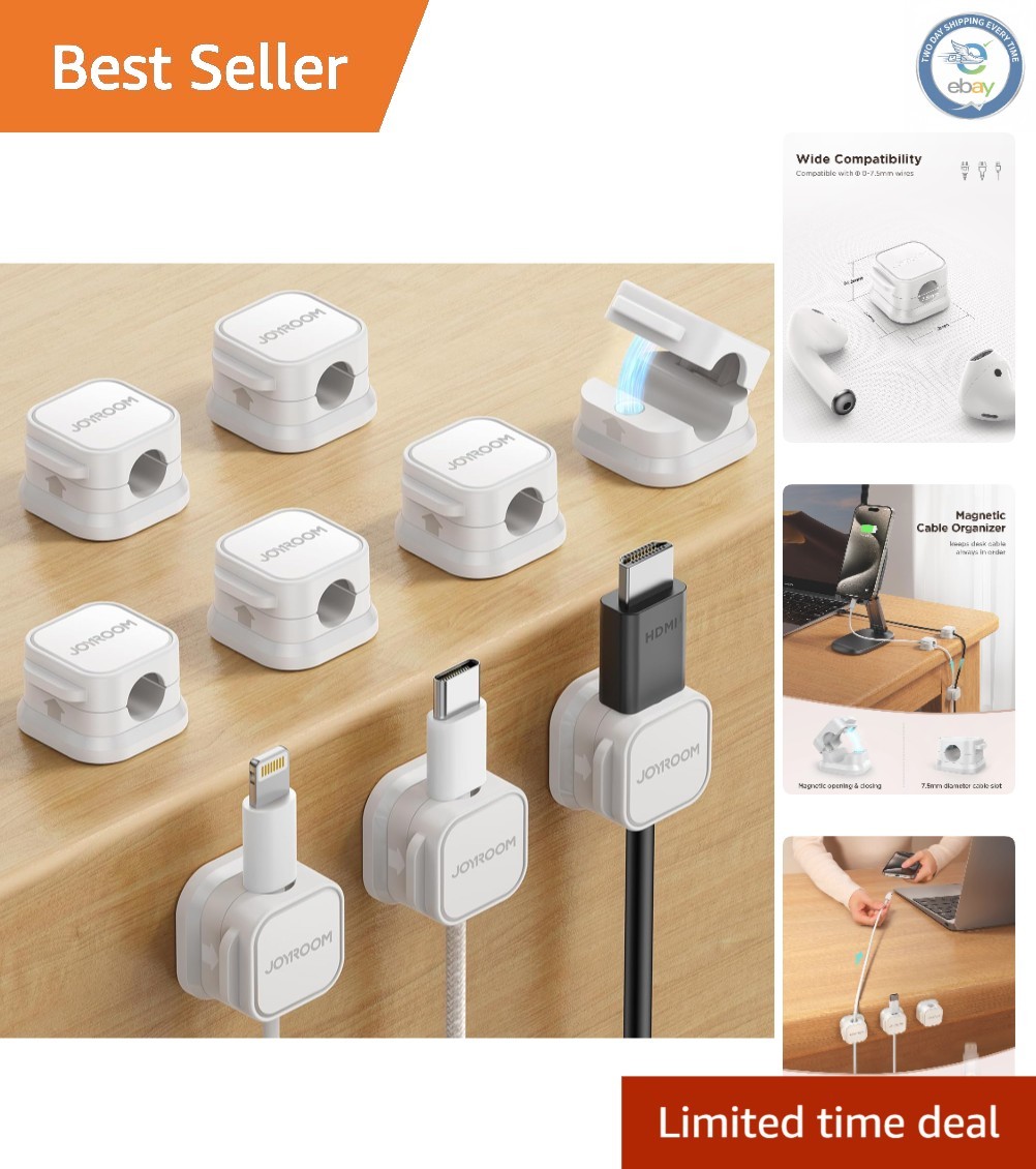 9 Pack Magnetic Cable Clips - Elegant Under Desk Cord Organizer for Neat Spaces