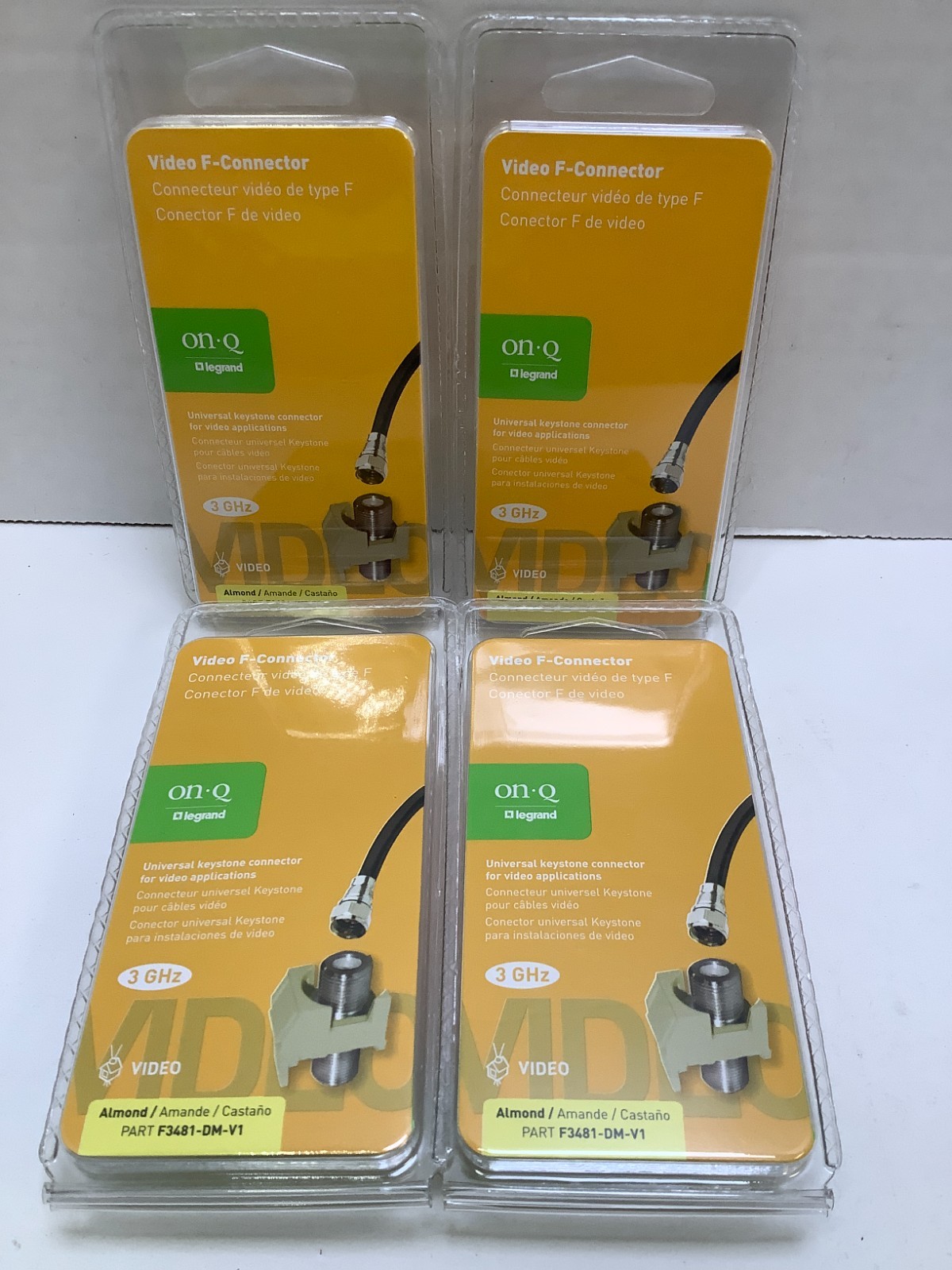 On-Q (F3481-DM-V1) Legrand Video F-Connector, Almond, 4 Pack