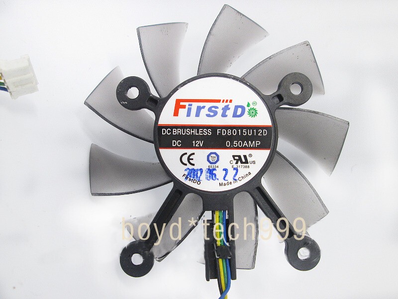 ASUS FD8015U12S AMD Video Card Fan Replacement 4 x 43mm 4Pin 12V 0.5A 75mm