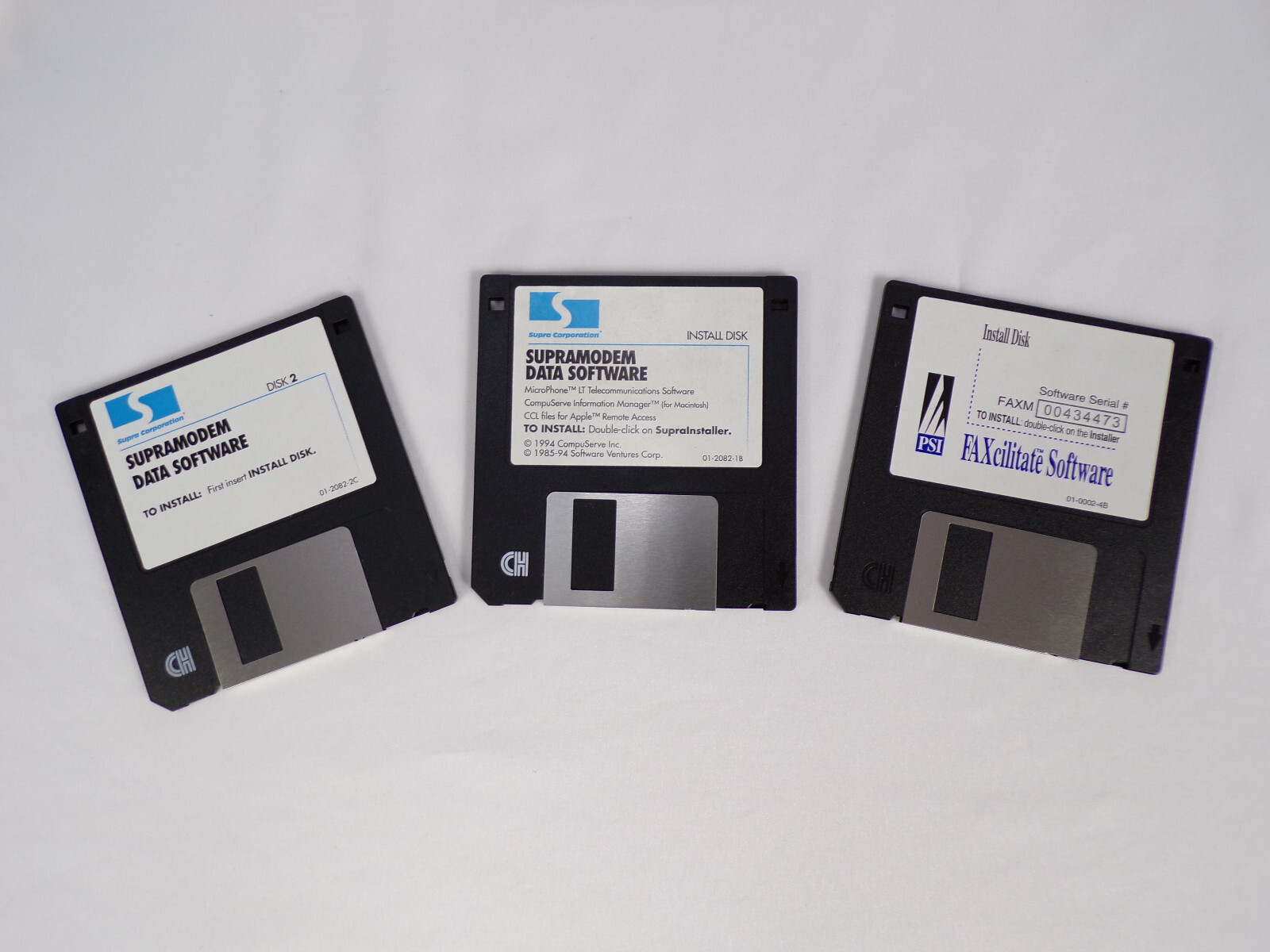 Three Vintage Supramodem Data Software 3-1/2" Install Disks 1994 CompuServe H22