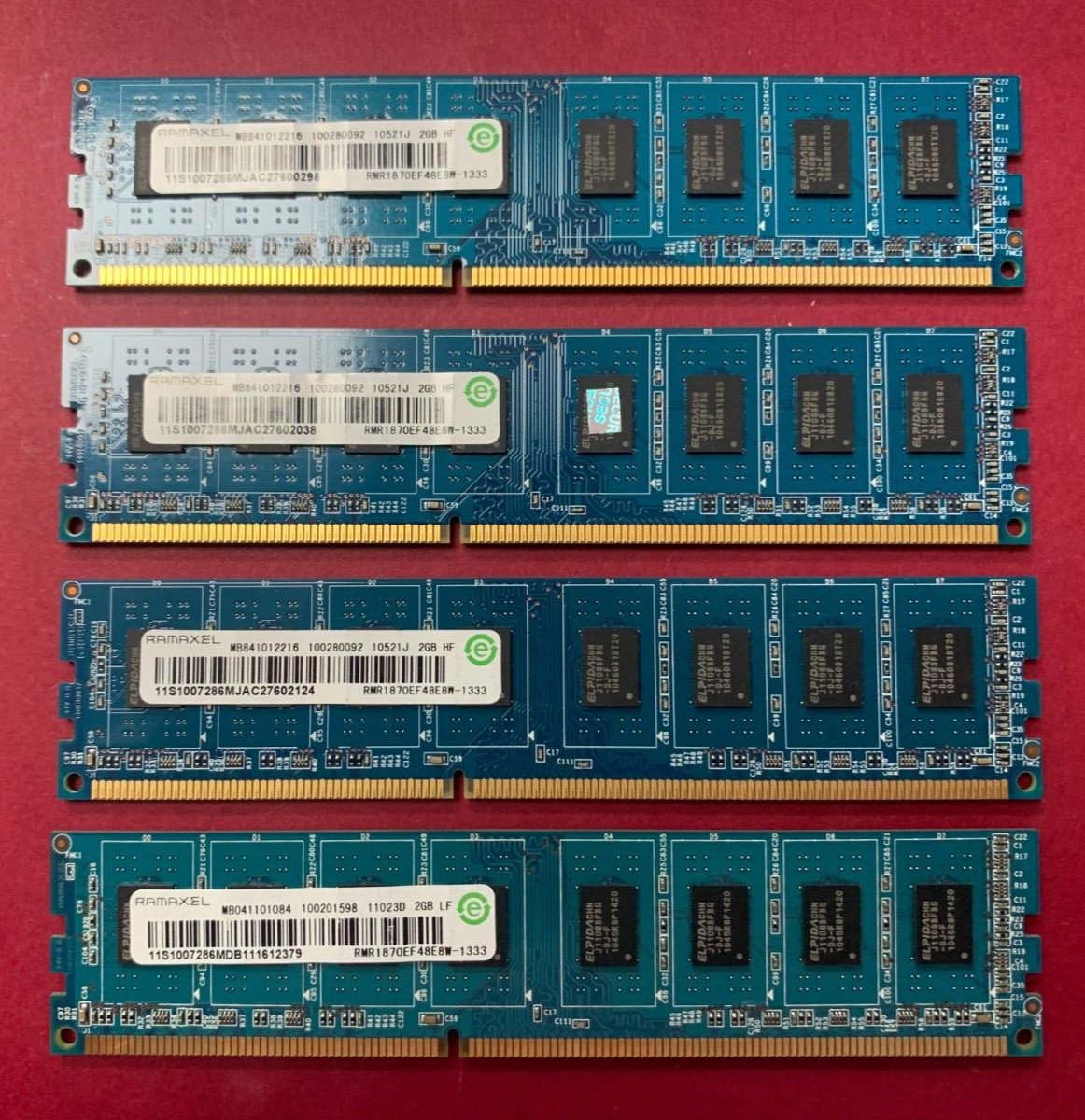 🔥RAMAXEL 8GB (4X2GB) Desktop Ram MEMORY RMR1870EF48E8W-1333