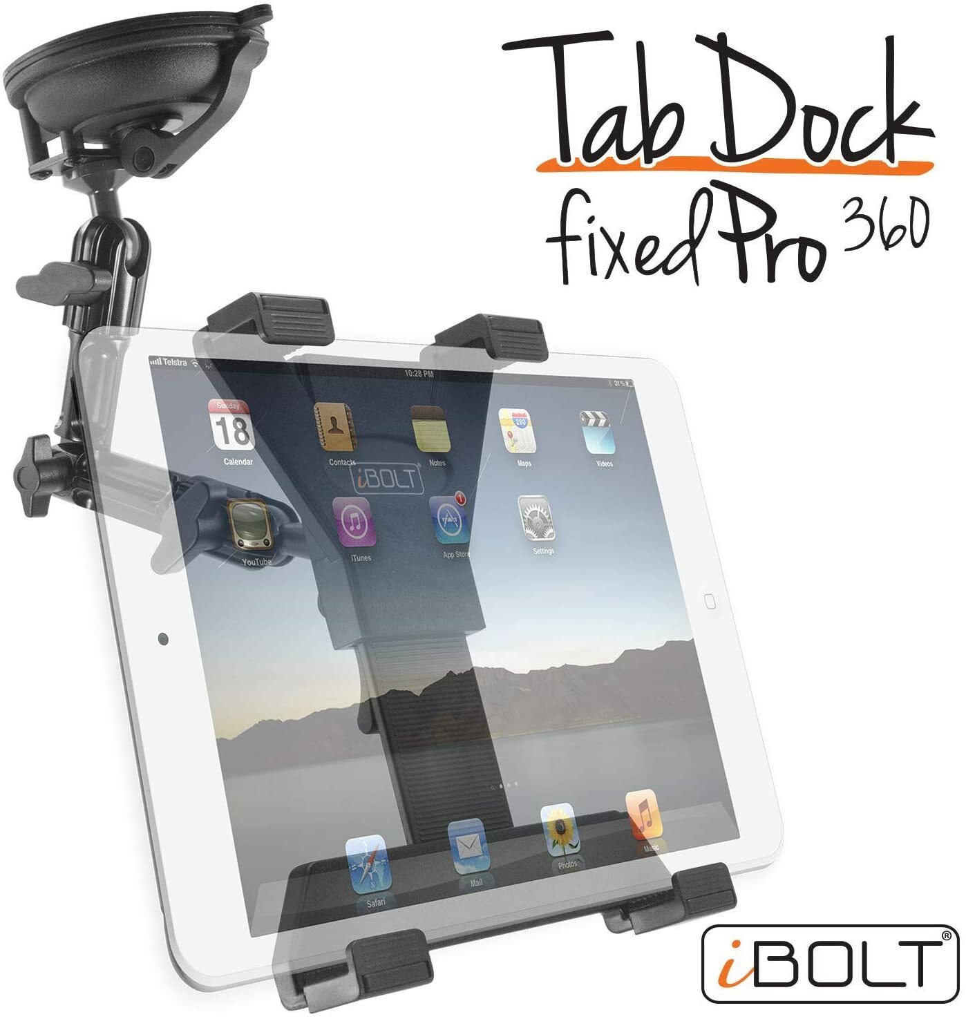 iBOLT TabDock FixedPro 360 Suction- Heavy Duty Metal 8" Multi-Angle Suction Cup 