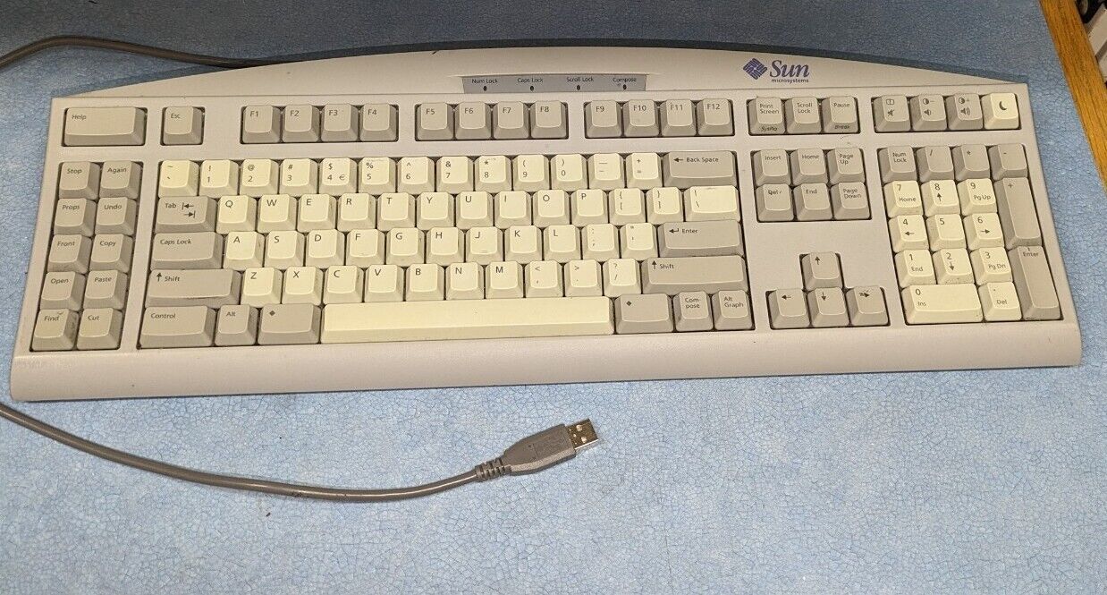 Vintage Sun Microsystems 320-1271 Type-6 Keyboard  2M Cable USB ~ US 3201271
