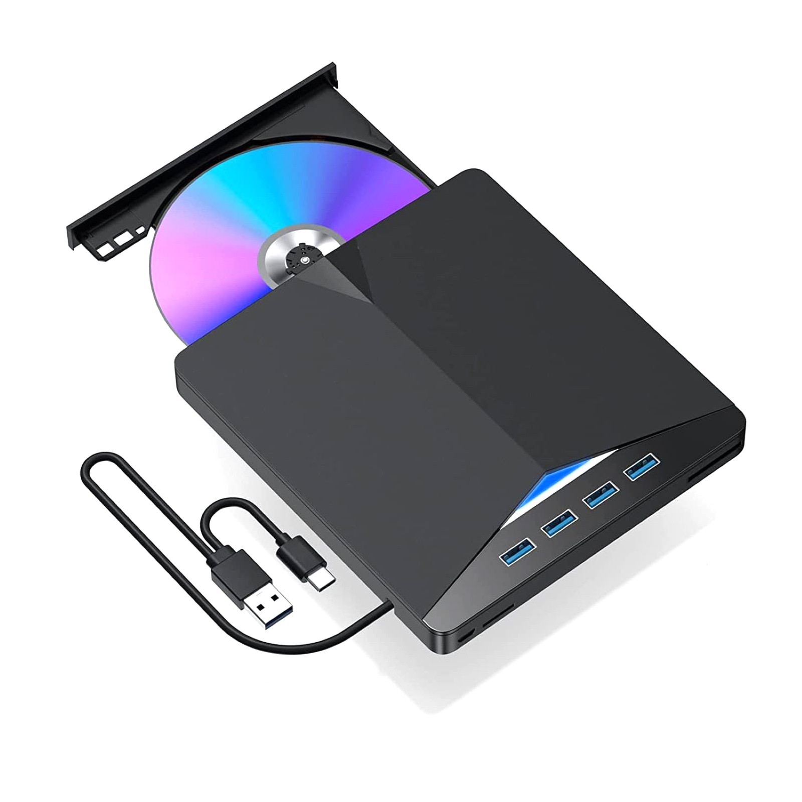 7-in-1 Slim External CD DVD Drive USB 3.0 Reader Writer Burner Player For Laptop