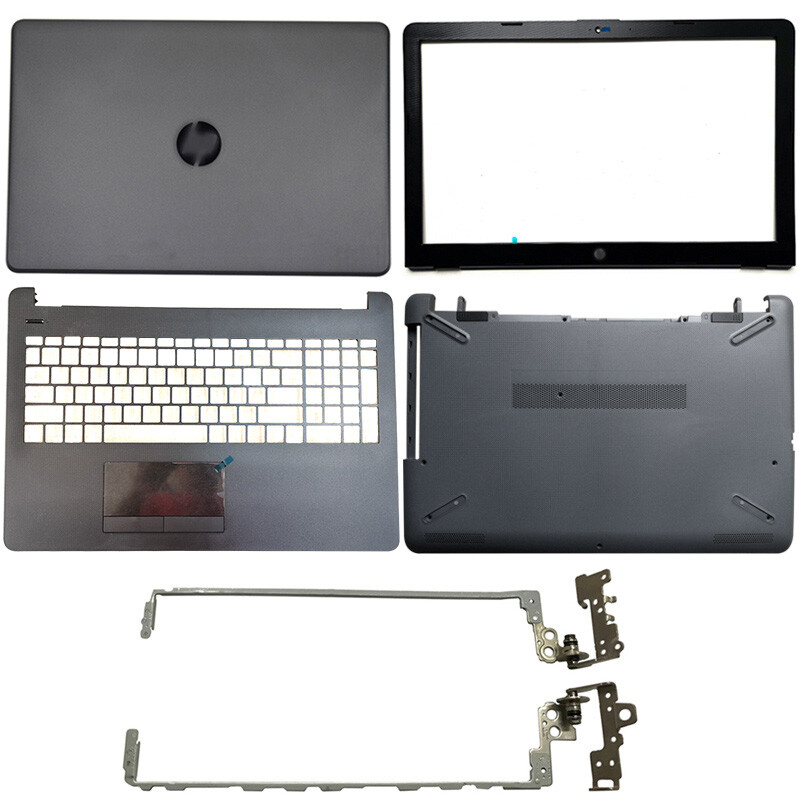 New for HP 15-BS 15-BW Grey LCD Back Cover+Palmrest+Front Bezel+Bottom+Hinges