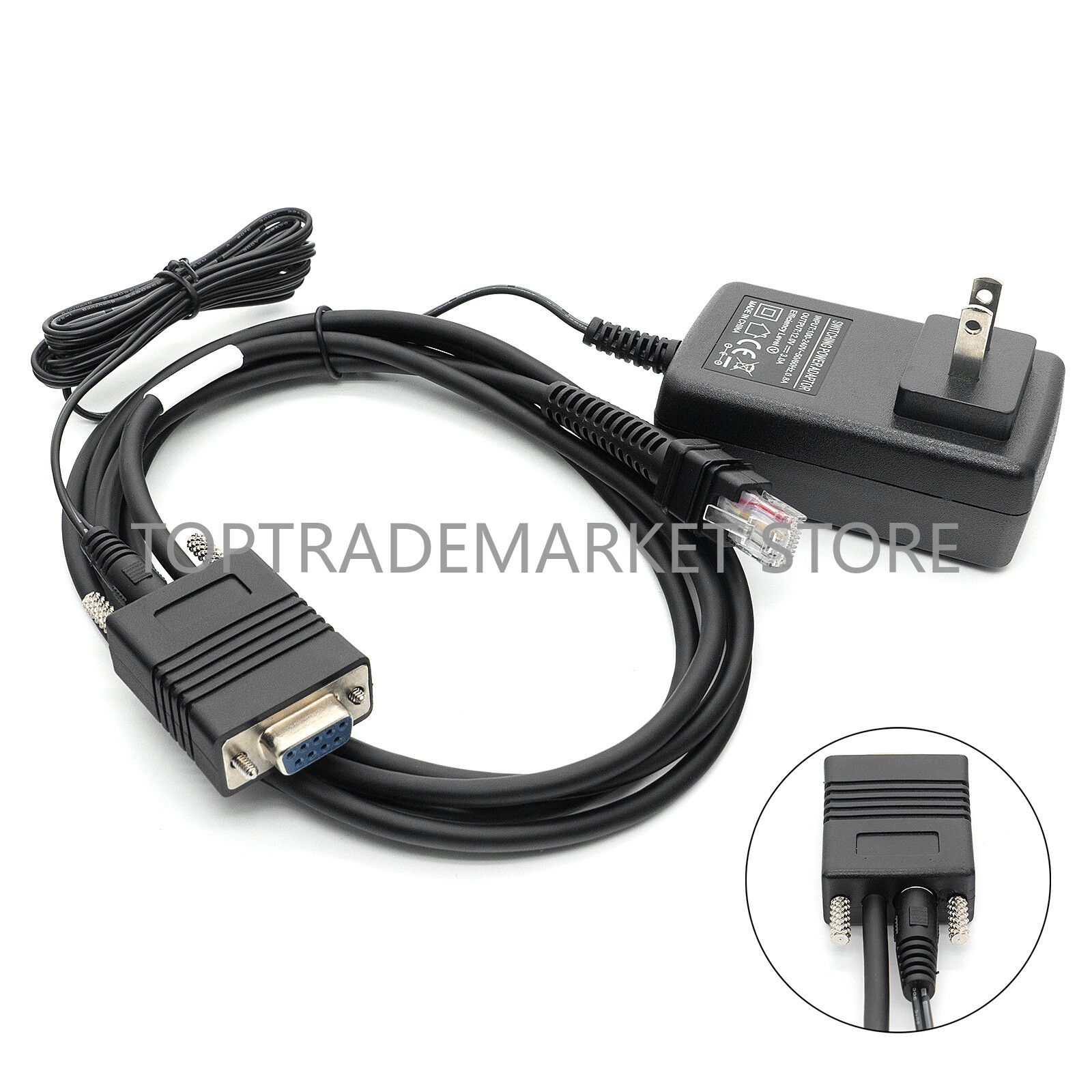 US New RS232 DC12V 6.5FT 9-PIN Serial Cable For Zebra DS3678 LI3678 Scanner