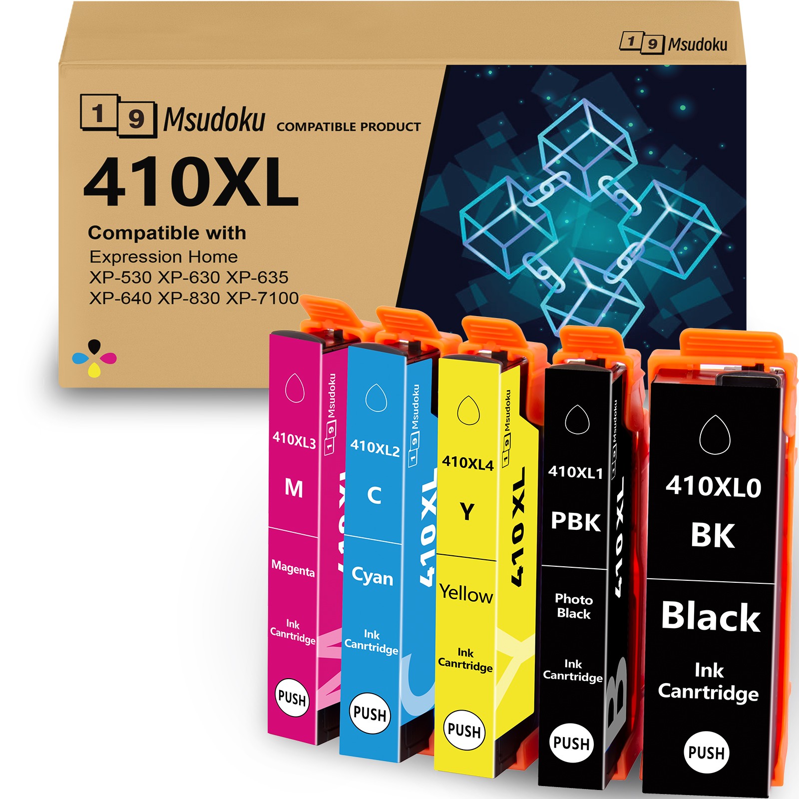 5P 410XL Ink Cartridges Replacement For Epson XP-530 XP-630 XP-635 XP-640 XP-830