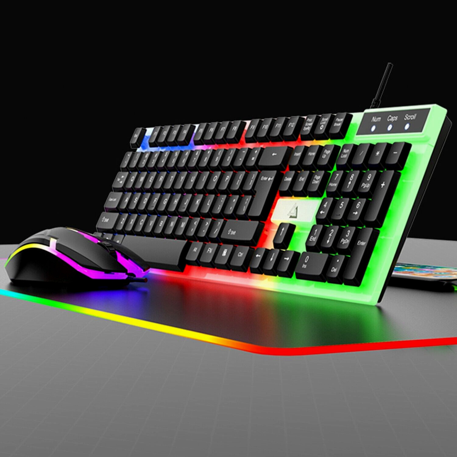 GT100 RGB LED Backlighting Wired Gaming Keyboard Mouse Sets with Mechanical Feel