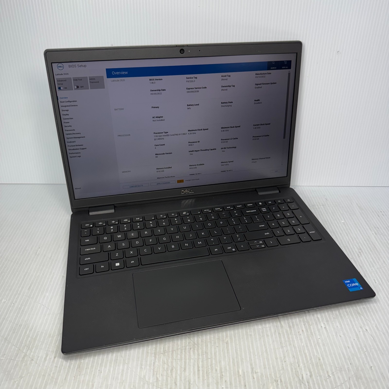 Dell Latitude 3520 i5-1135G7 15.6" Laptop AS IS BOOTS - BAD KEYBOARD - INCOMPLT