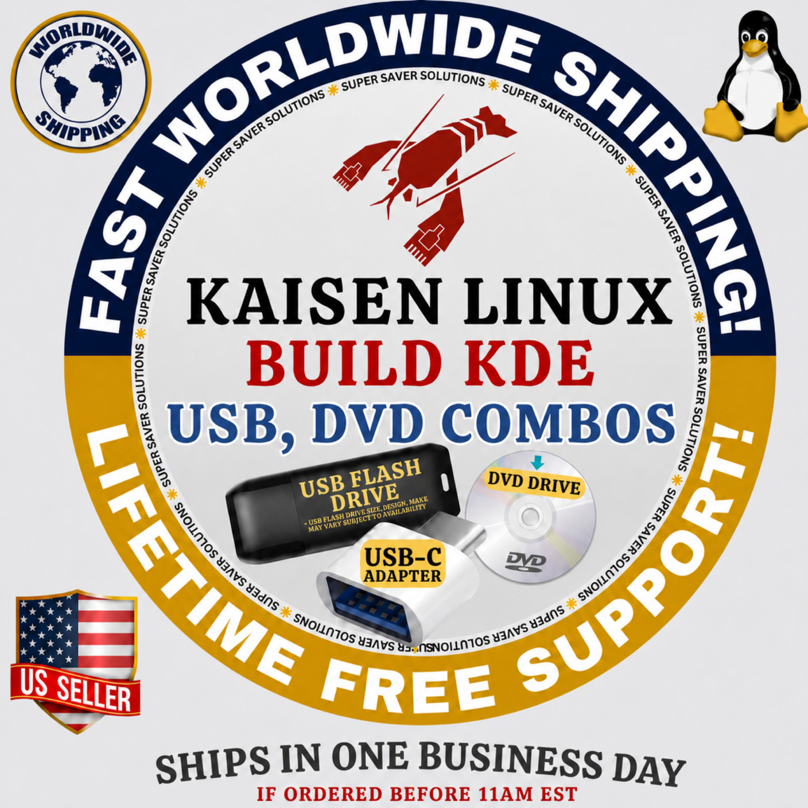 KAISEN LINUX KDE, XFCE, LXQT, MATE, SYSTEM RESCUE, NETINST DVD/USB COMBOS MAC/PC