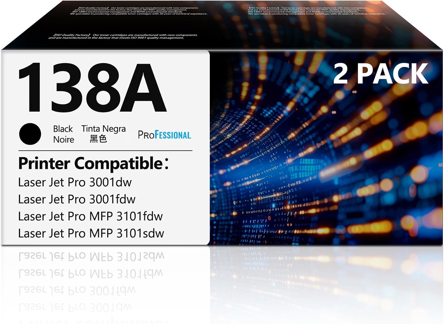 138X W1380X Toner cartridges High Yield WITH CHIP HP 138A W1380A Black 2-pack BN