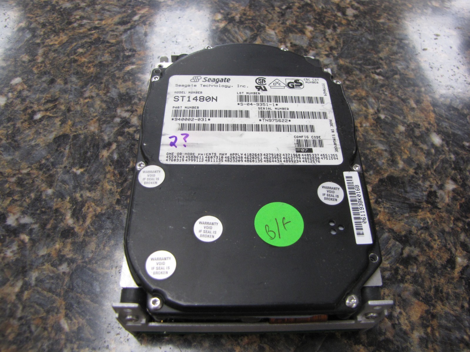 Vintage Seagate ST1480N 410 MB 4400 RPM 3.5" Hard Drive b- NU16