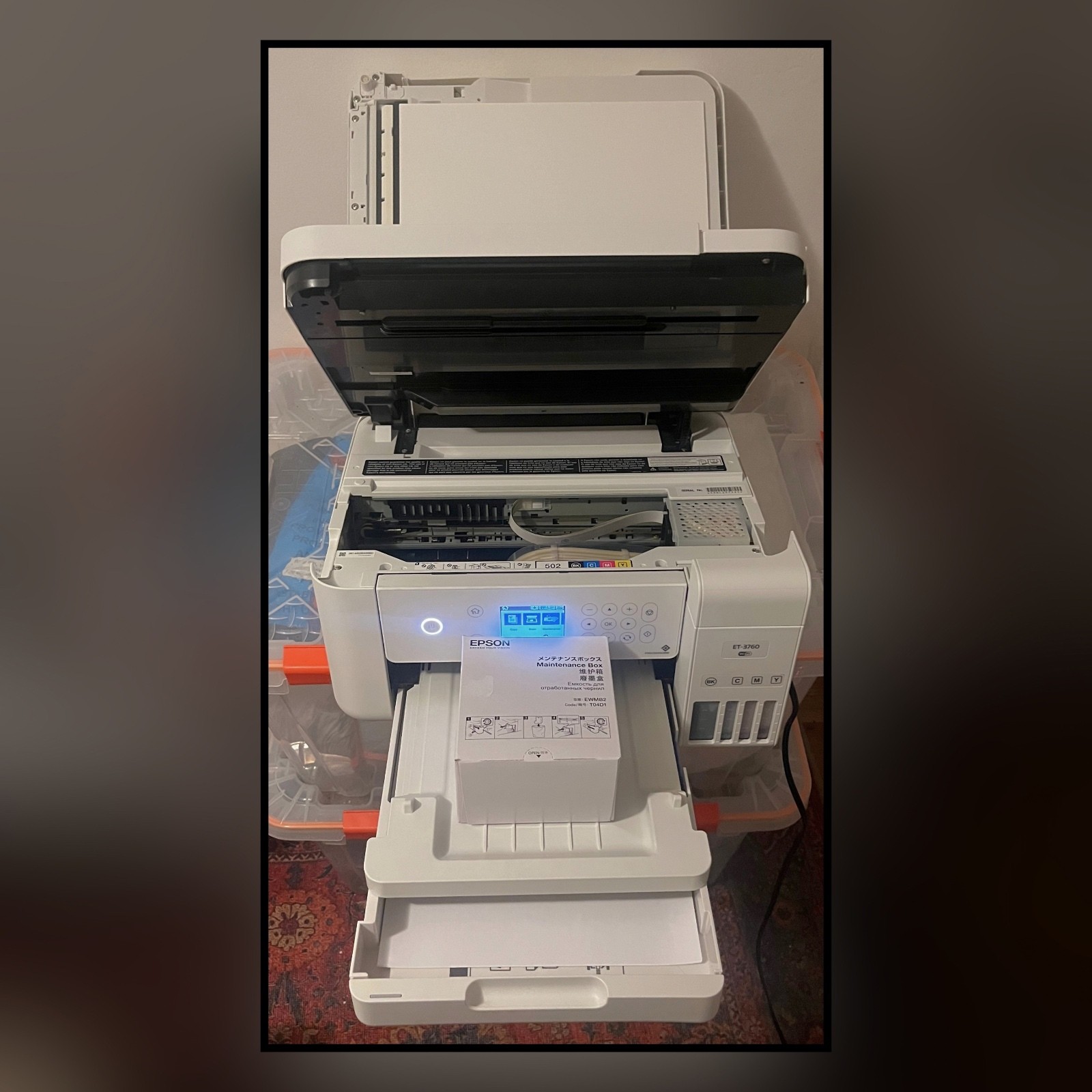 Epson EcoTank ET-3760 All-in-One Supertank Printer FOR PARTS MAY NEED CLEANING