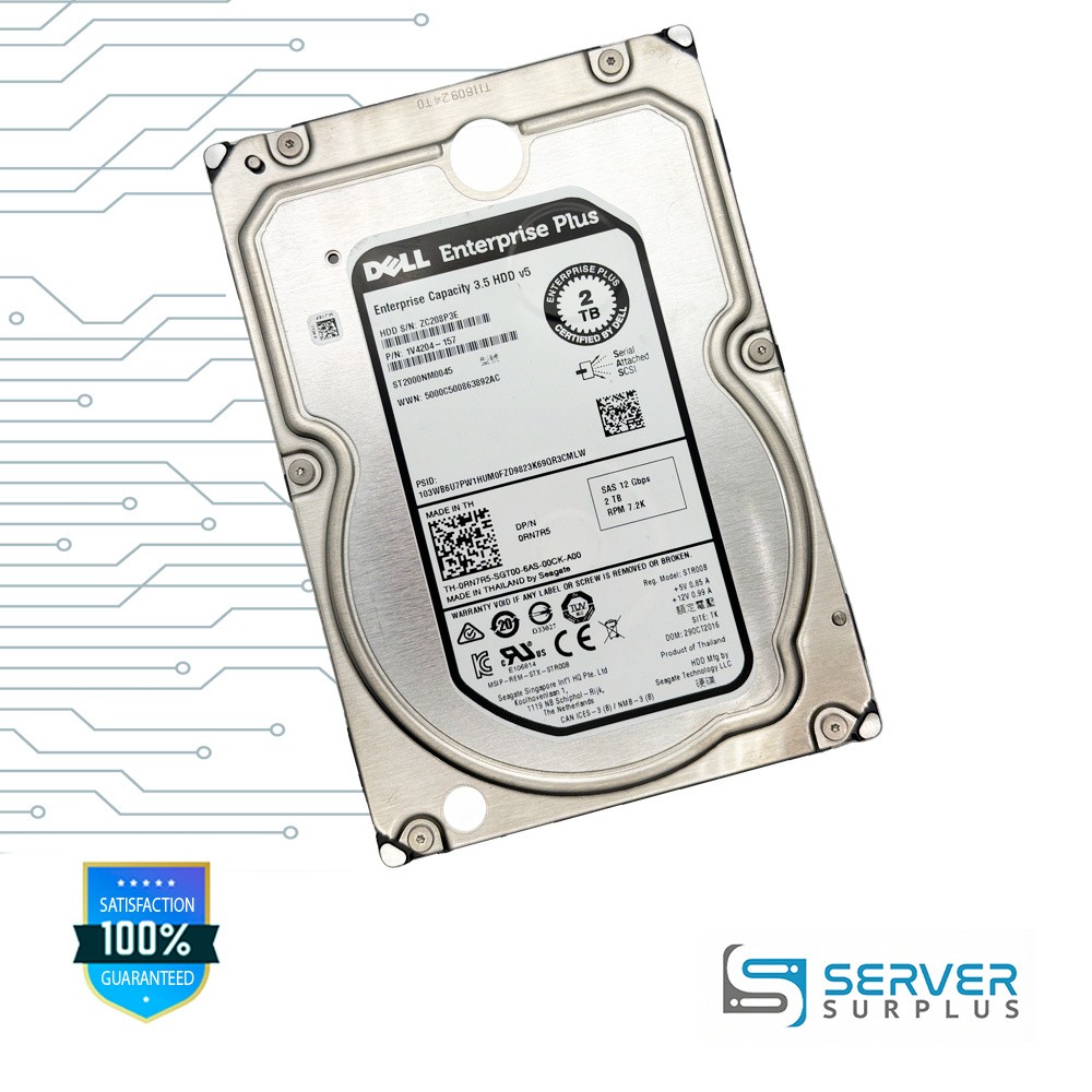 Dell 2TB SAS 12Gb/s 3.5 in Enterprise HDD | 0RN7R5 | ST2000NM0045 | 1V4204-157