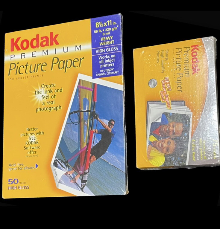 New Kodak Premium Photo Paper Glossy 8.5" x 11" 50 Sheets & 4" x 6" 75 Sheets 