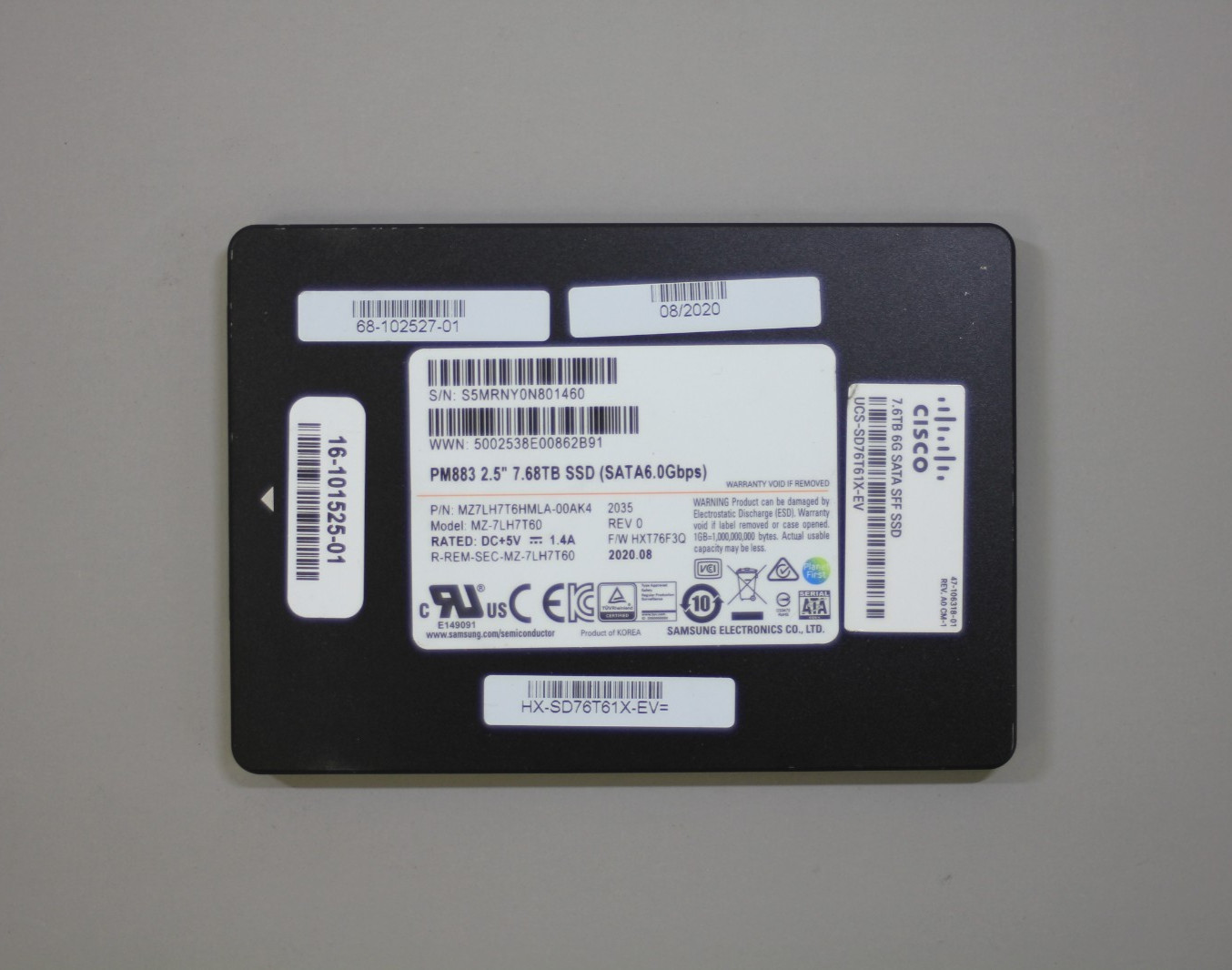 MZ-7LH7T60 Samsung PM883 7.68TB 2.5" SATA  SSD MZ7LH7T6HMLA 90-99% Health
