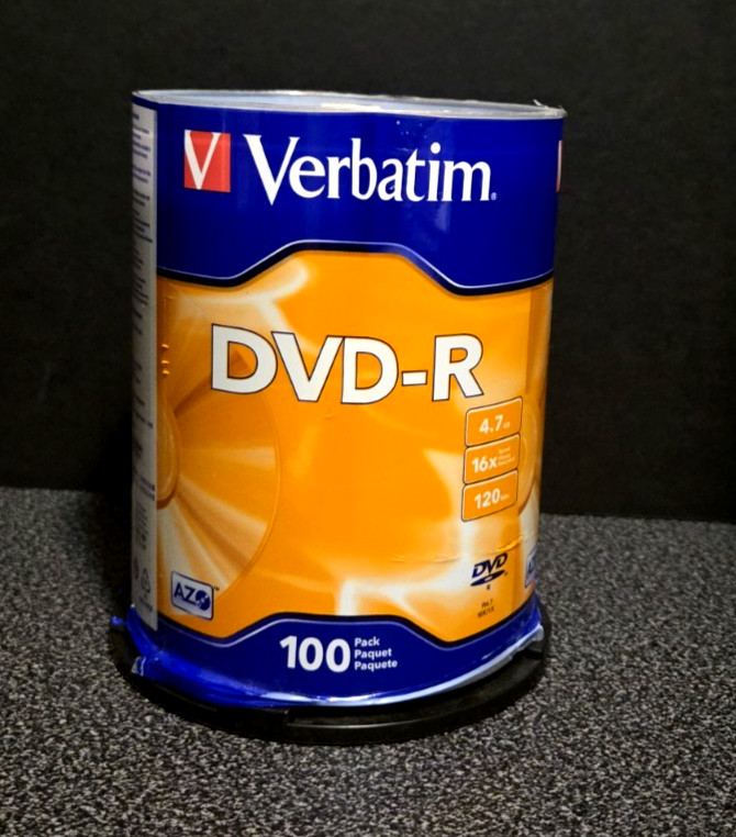 Verbatim DVD-R-4.T GB 16X 100 Pack Spindle New Open Box 
