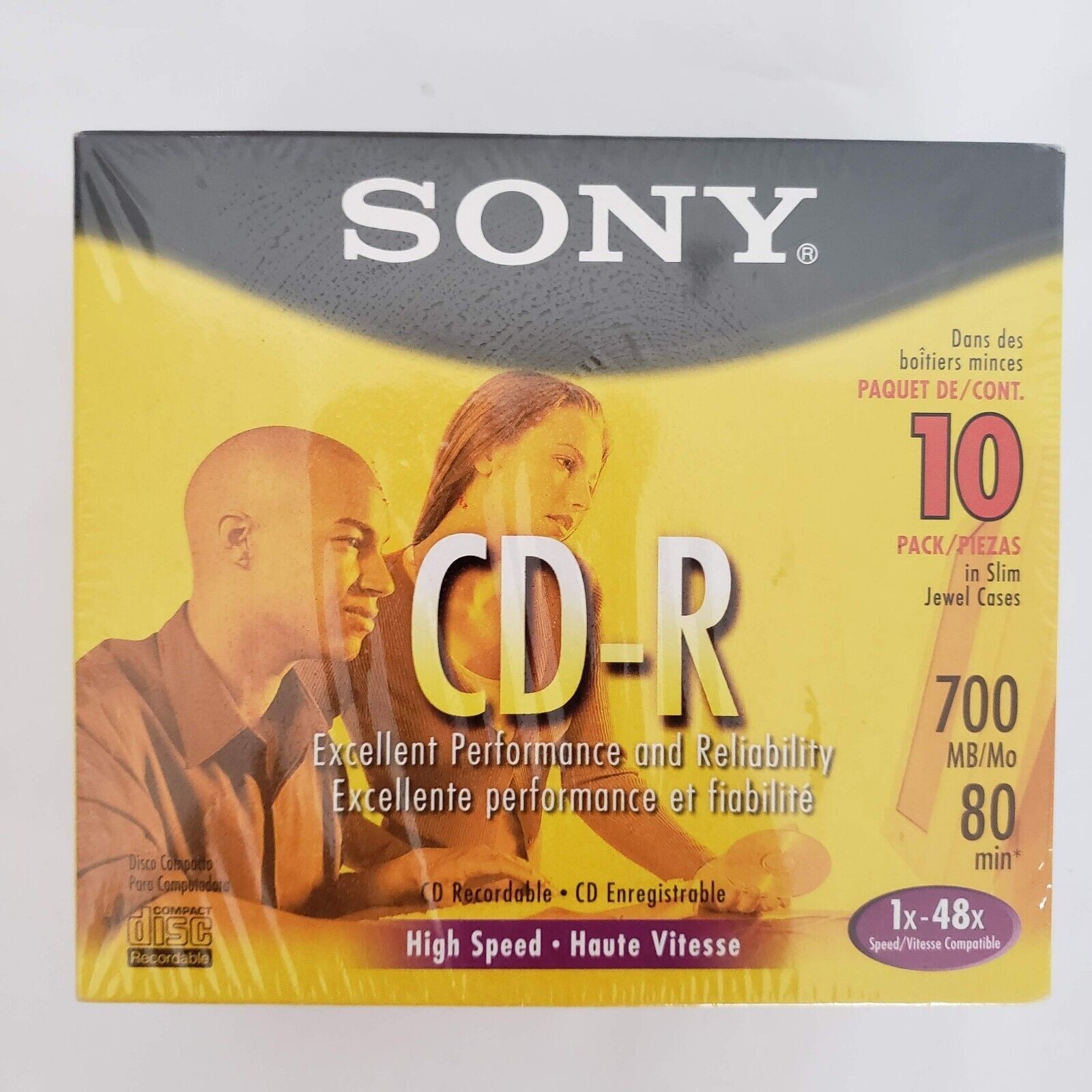 NEW (10) Pack Sony High Speed CD-R 700 MB 80-min 1x-48x Speed Slim Jewel Case