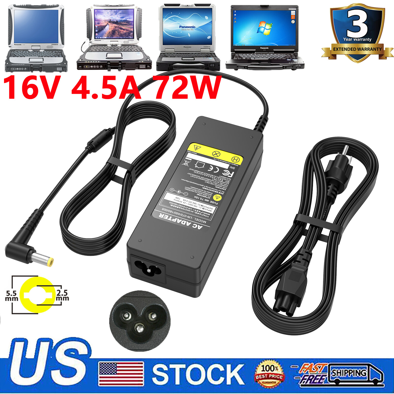 AC Adapter Charger for Panasonic ToughBook CF-18 CF-19 CF-20 CF-31 CF-52 CF-54