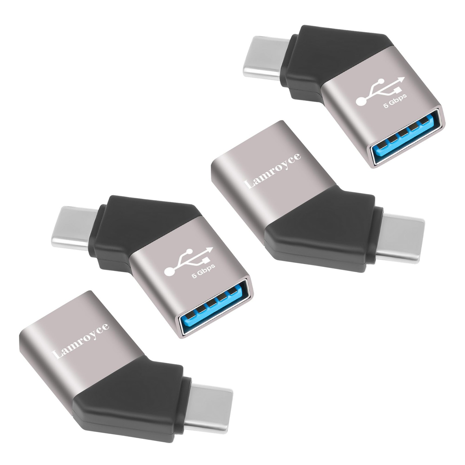 USB 3.1 to USB 3.0 Adapter 4 Pack,45 Degree Angled USB Female to USB OTG Exte...