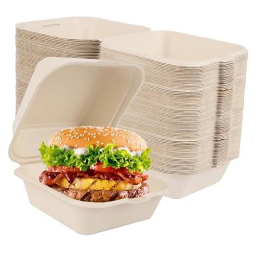 Hewnda 4 Inch Clamshell Takeout Tray,Microwaveable paper hinged True colors