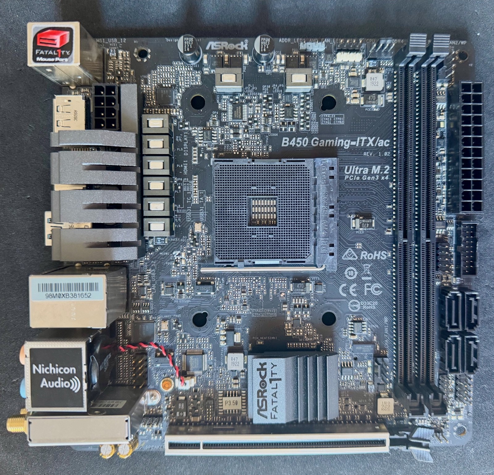 ASRock Fatal1ty B450 Gaming-ITX/ac AM4 Mini-ITX Motherboard - Tested Working