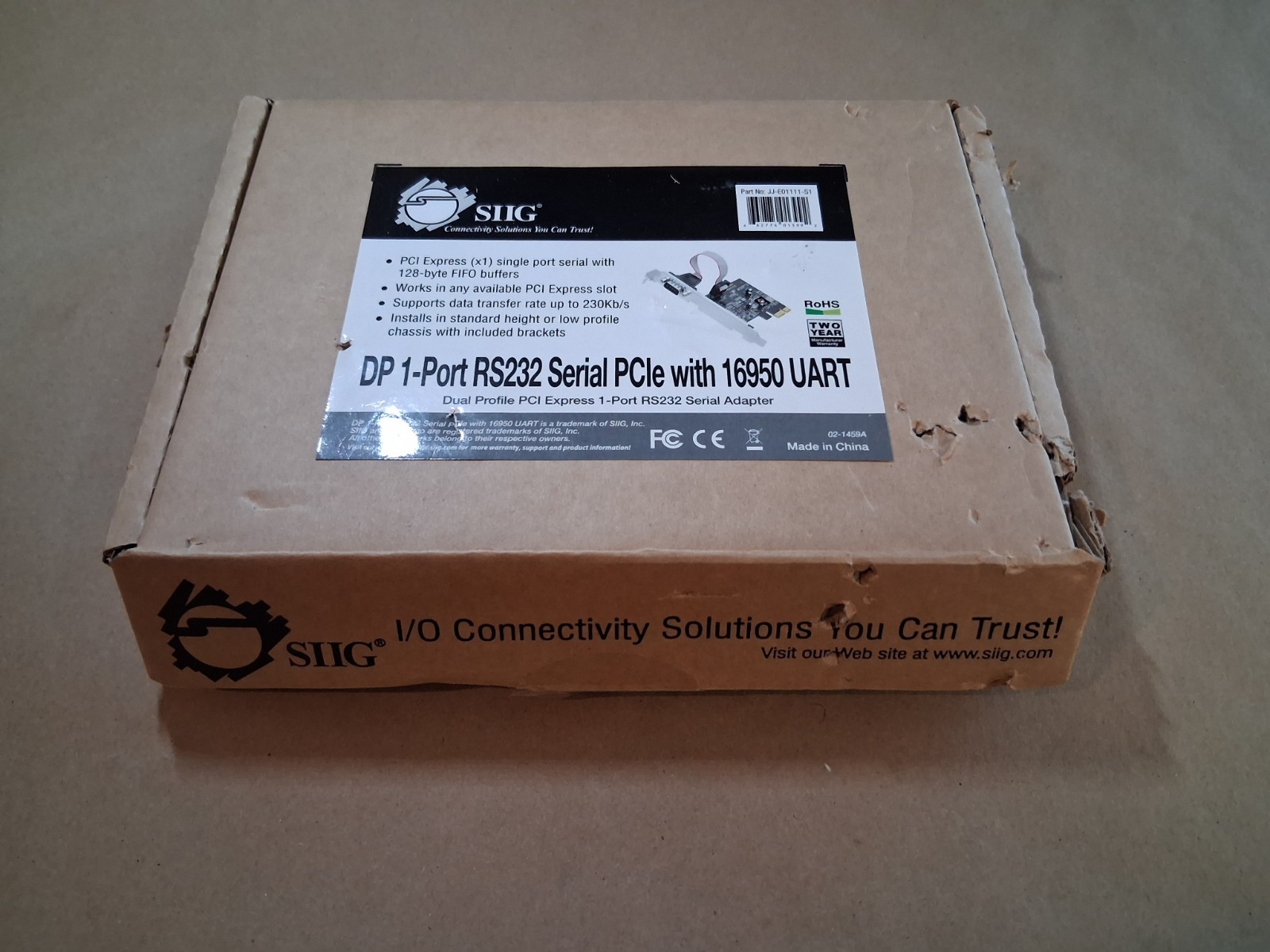 SIIG JJ-E02111-S1 Dual Profile 2-Port RS232 Serial PCIe with 16950 UART