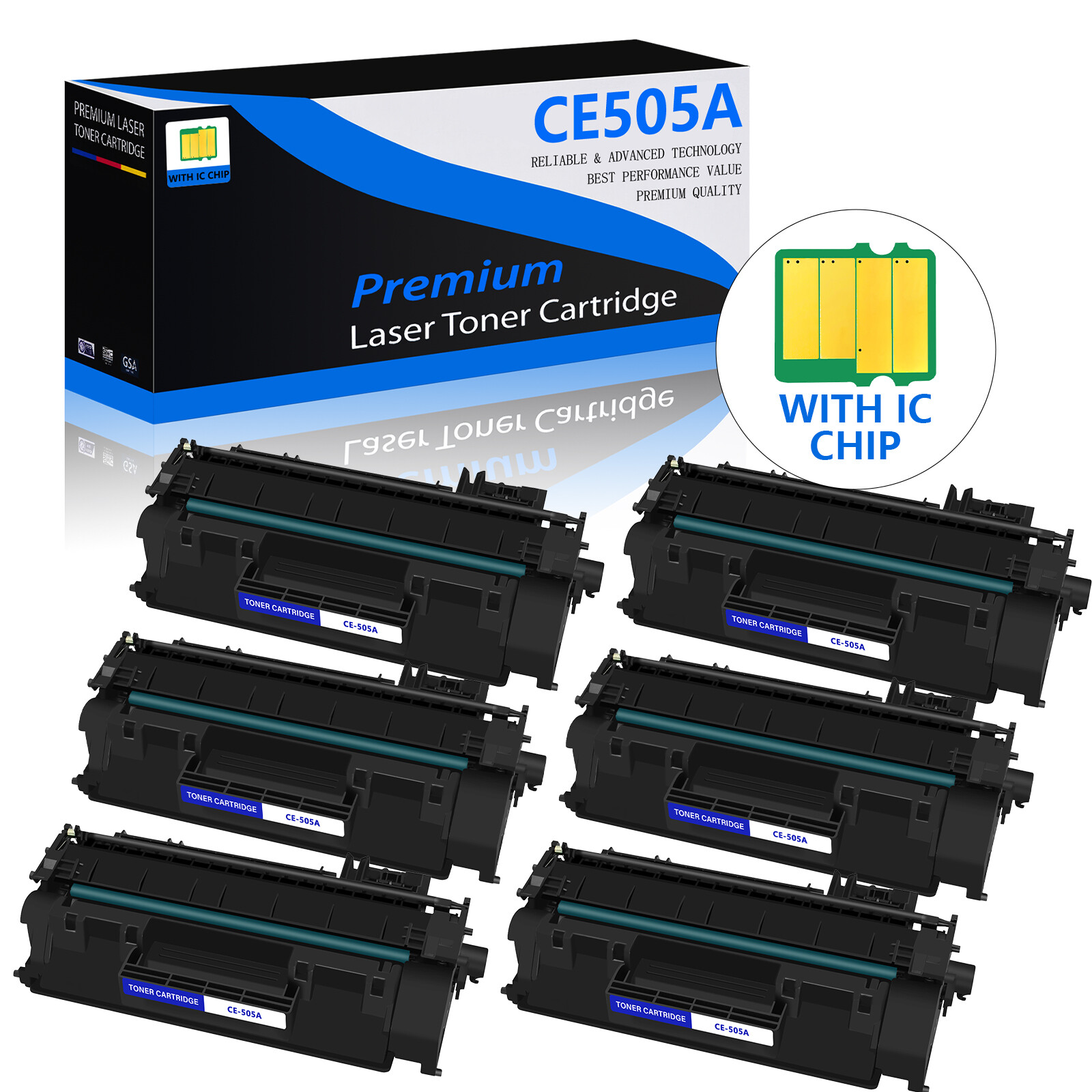6 PACK CE505A 05A Toner Cartridge for HP LaserJet P2030 P2035 P2035n P2050