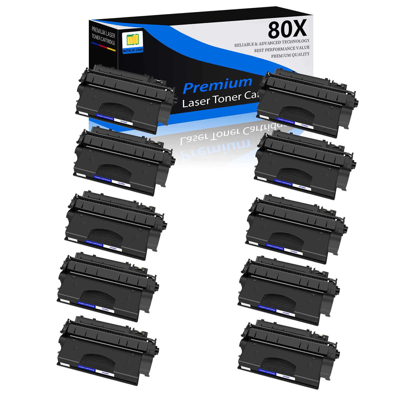 10x High Yield CF280X 80X Fit for HP Toner LaserJet Pro 400 M425dn M401dn M401n