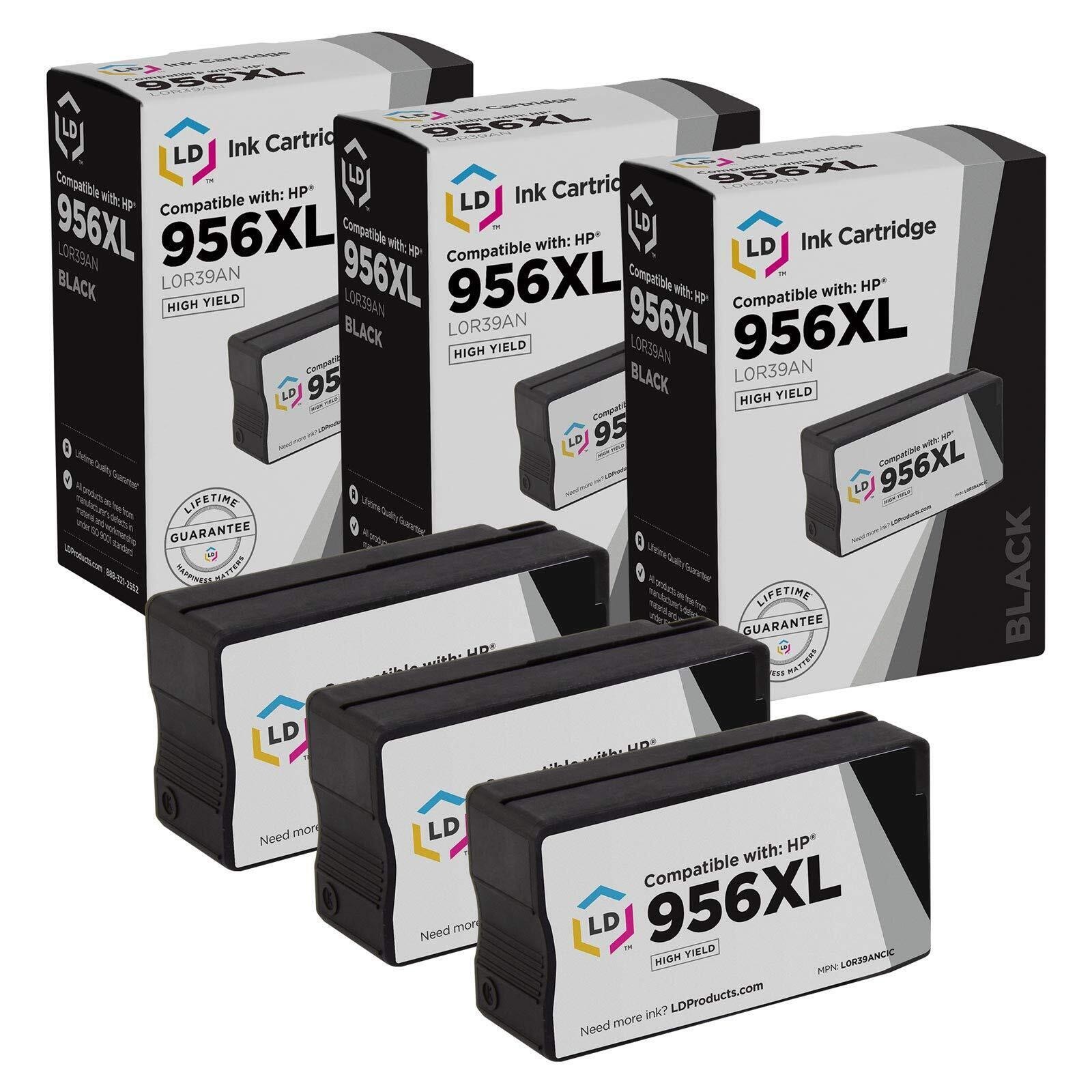 LD Compatible Replacement for HP 956XL / L0R39AN Extra HY Black Ink 3-Pack