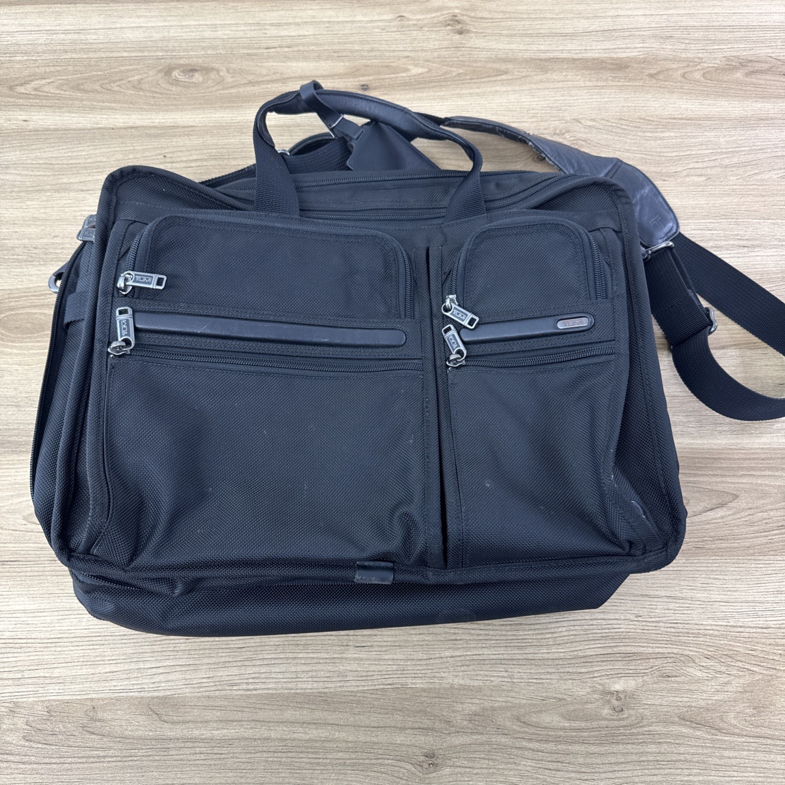 TUMI Alpha 26160D4 Black Ballistic Nylon Expandable Laptop Briefcase Bag