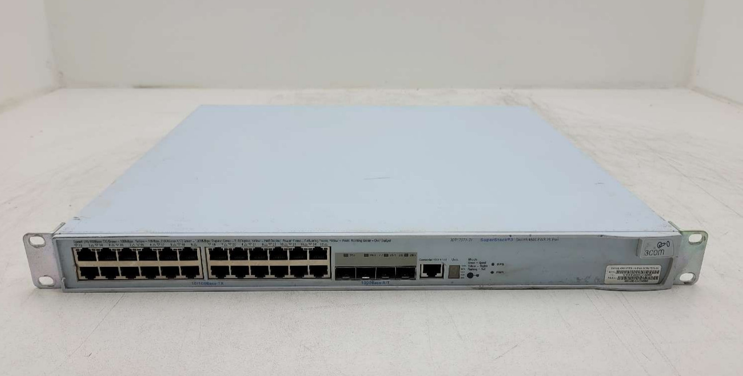 3Com SuperStack 3 Switch 4500 PWR 26-Port 24xFE 2xGbE Network Switch 3CR17571-91