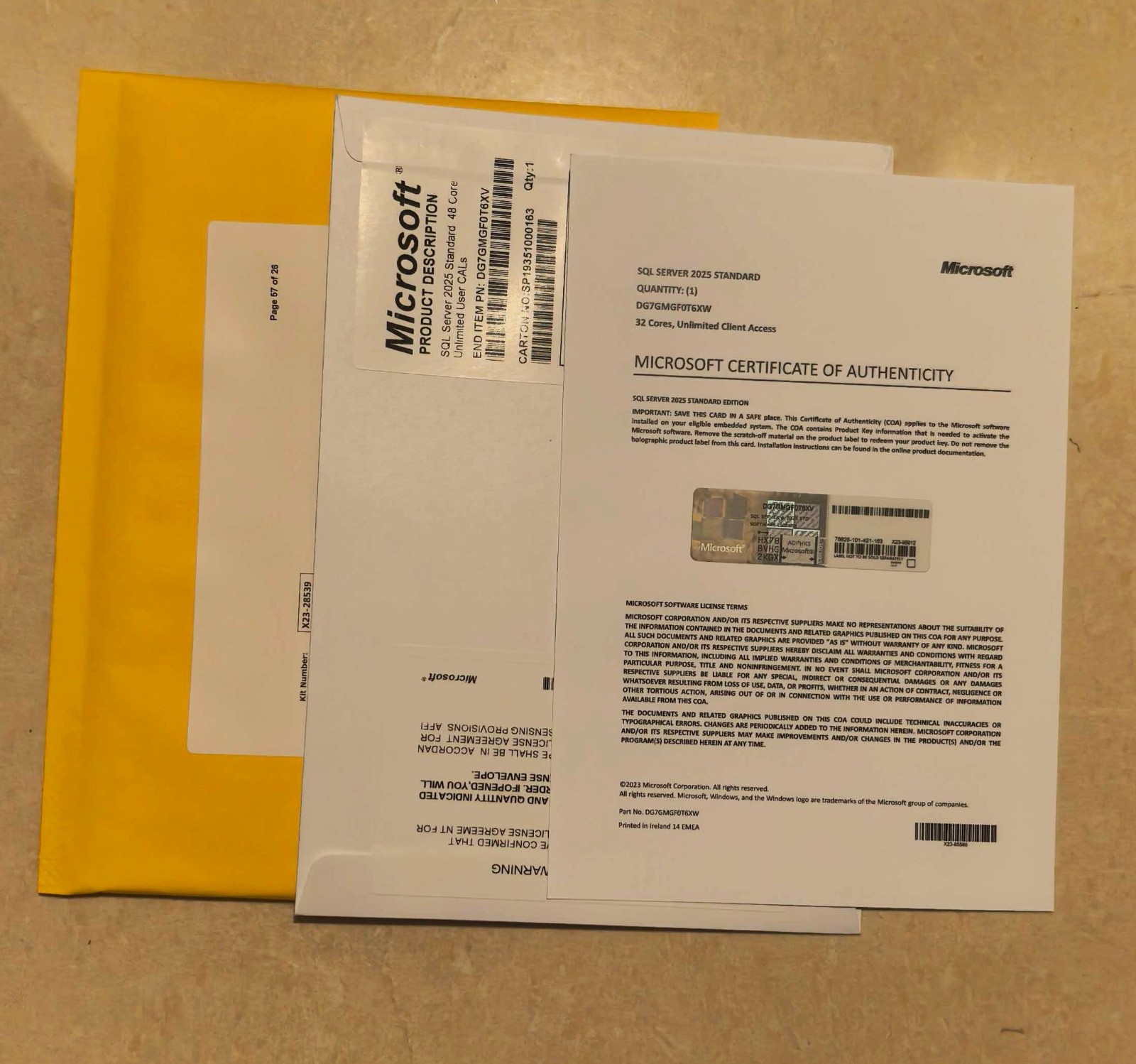 Microsoft SQL Server 2025 Standard 48 Core Unlimited User CALs COA