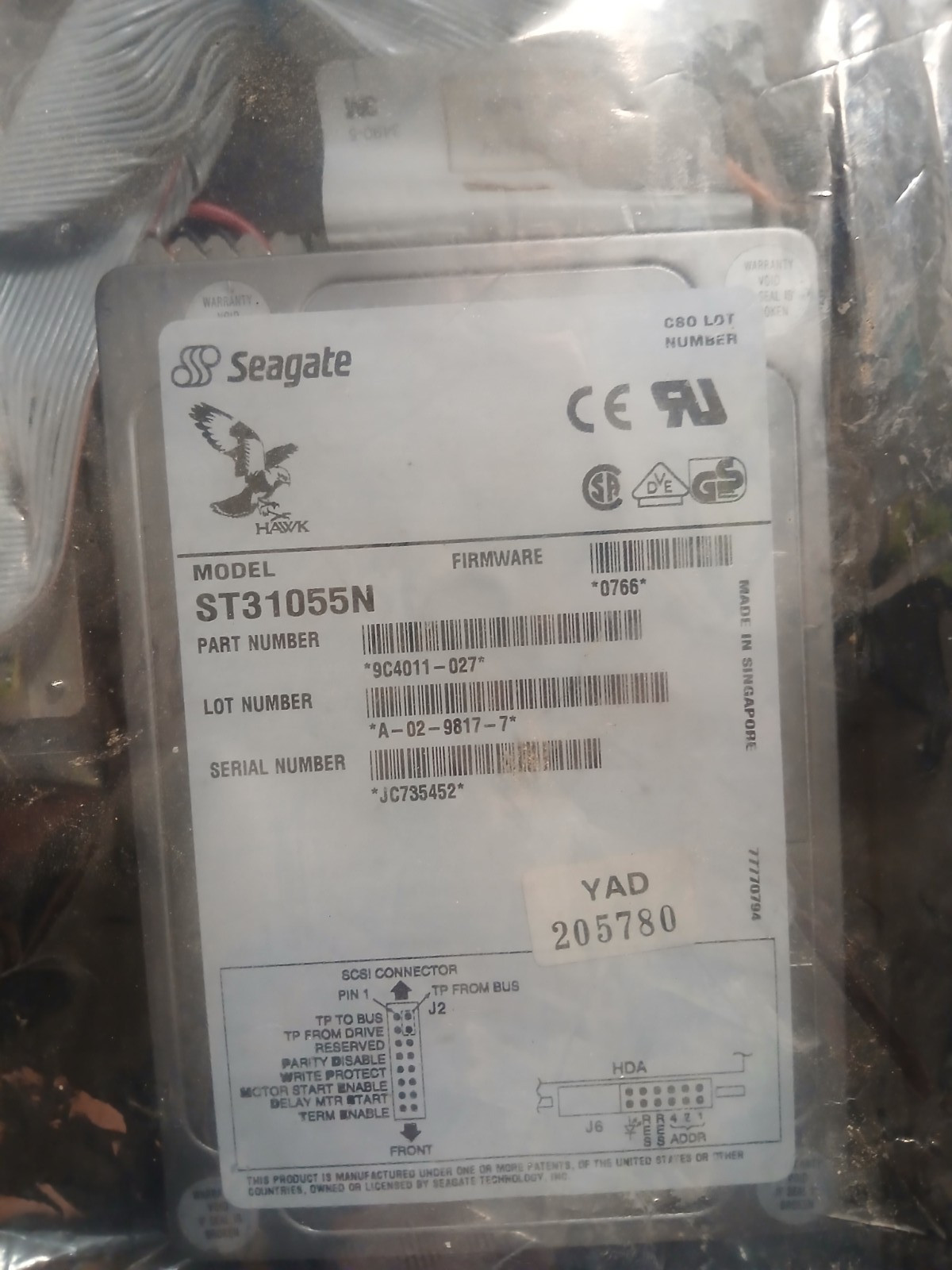 Seagate Hawk ST31055N 1GB 3.5in SCSI HDD 5400RPM 128KB Hot Plug
