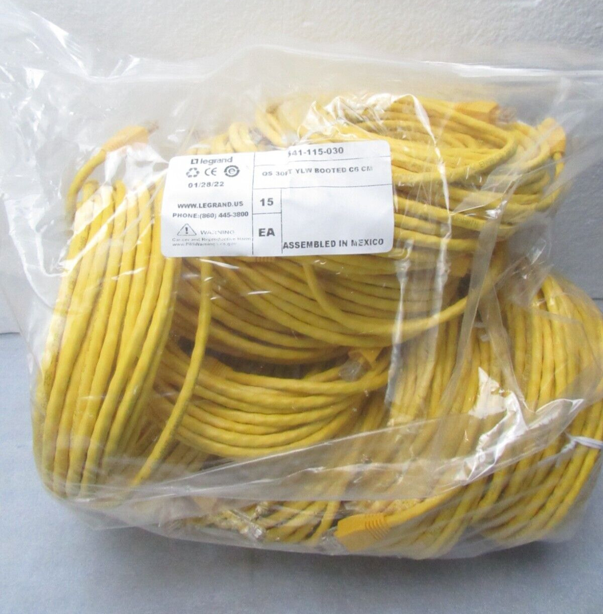 Legrand 541-115-030 30ft Booted Cat6 Cables (15 Pack) [CTOKT]