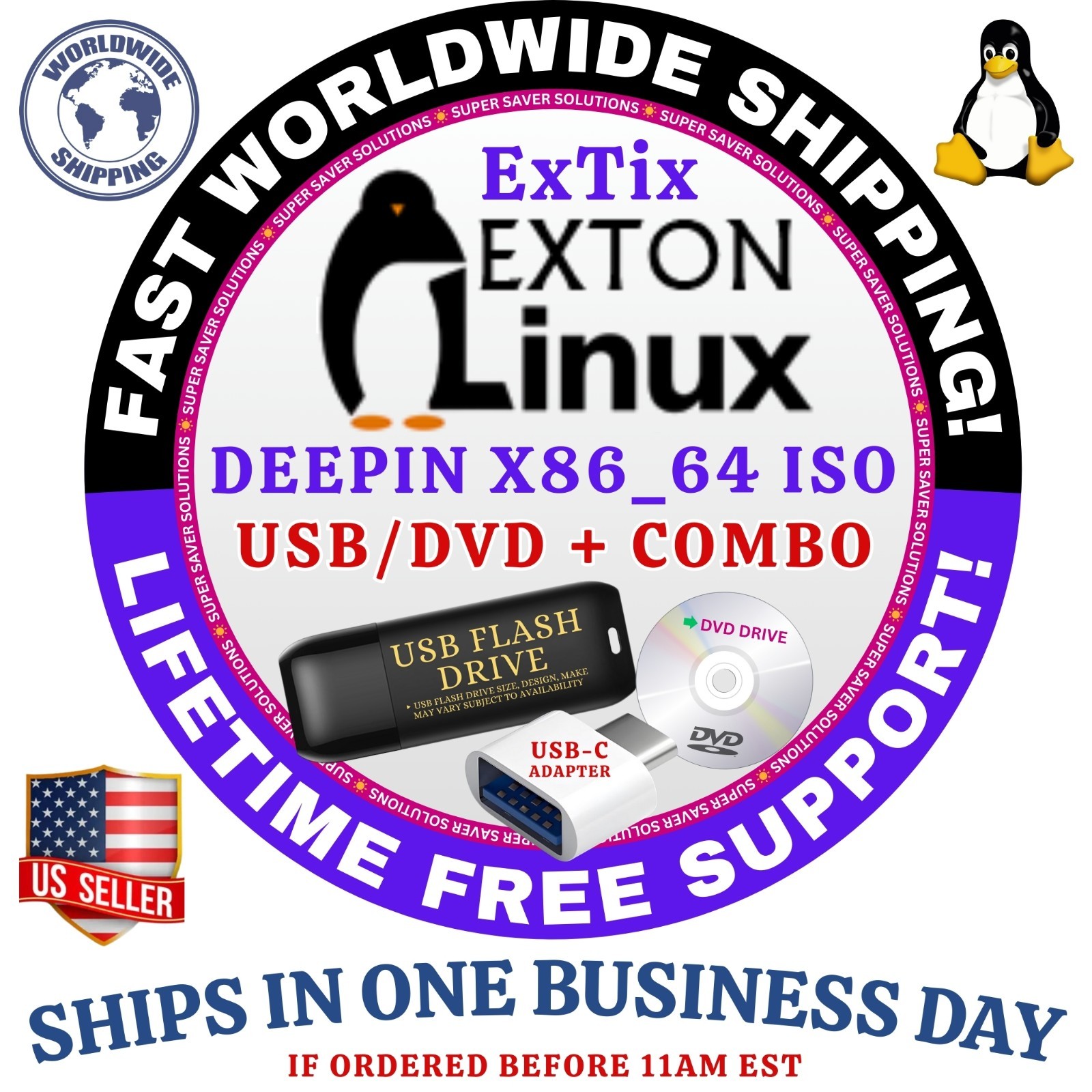 ExTiX LINUX OS ISO | DEEPIN, KDE, LXDE | DVD, USB + COMBOS | FAST SHIPPING