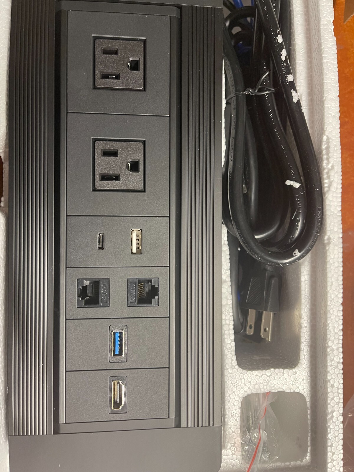 Conference Table Power Grommet Data Center HDMI/Power Outlet/CAT 6/USB / Type-C